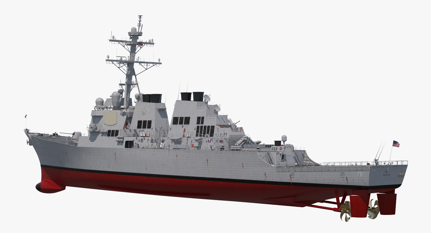 Arleigh Burke Destroyer Porter DDG 78 Rigged 3D model