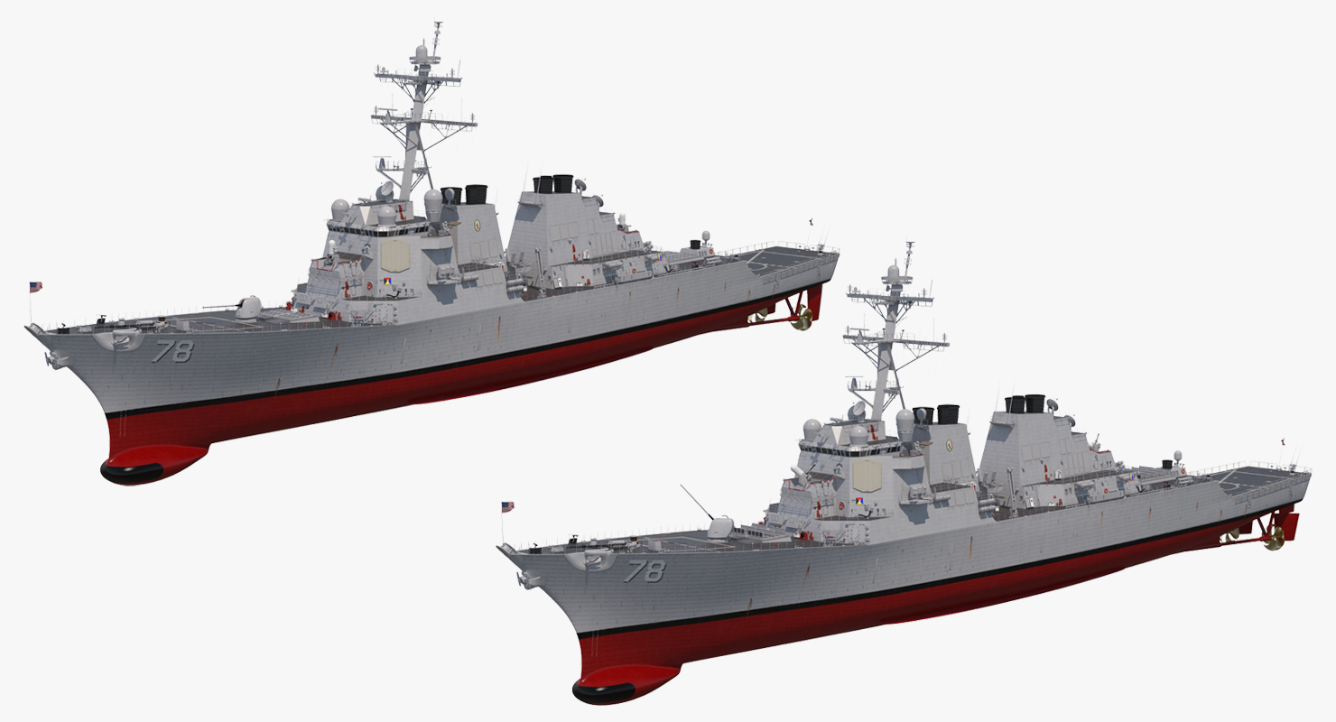 Arleigh Burke Destroyer Porter DDG 78 Rigged 3D model