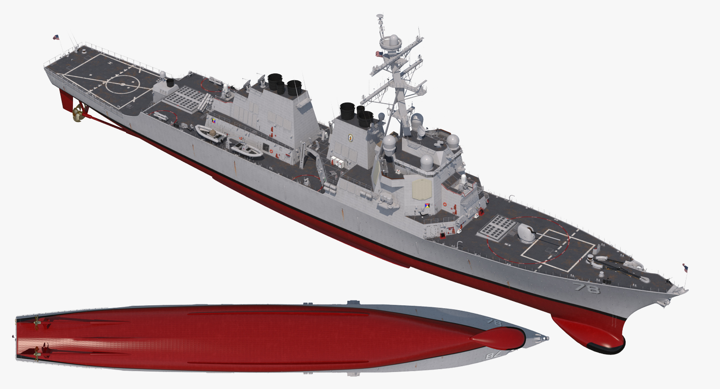 Arleigh Burke Destroyer Porter DDG 78 Rigged 3D model