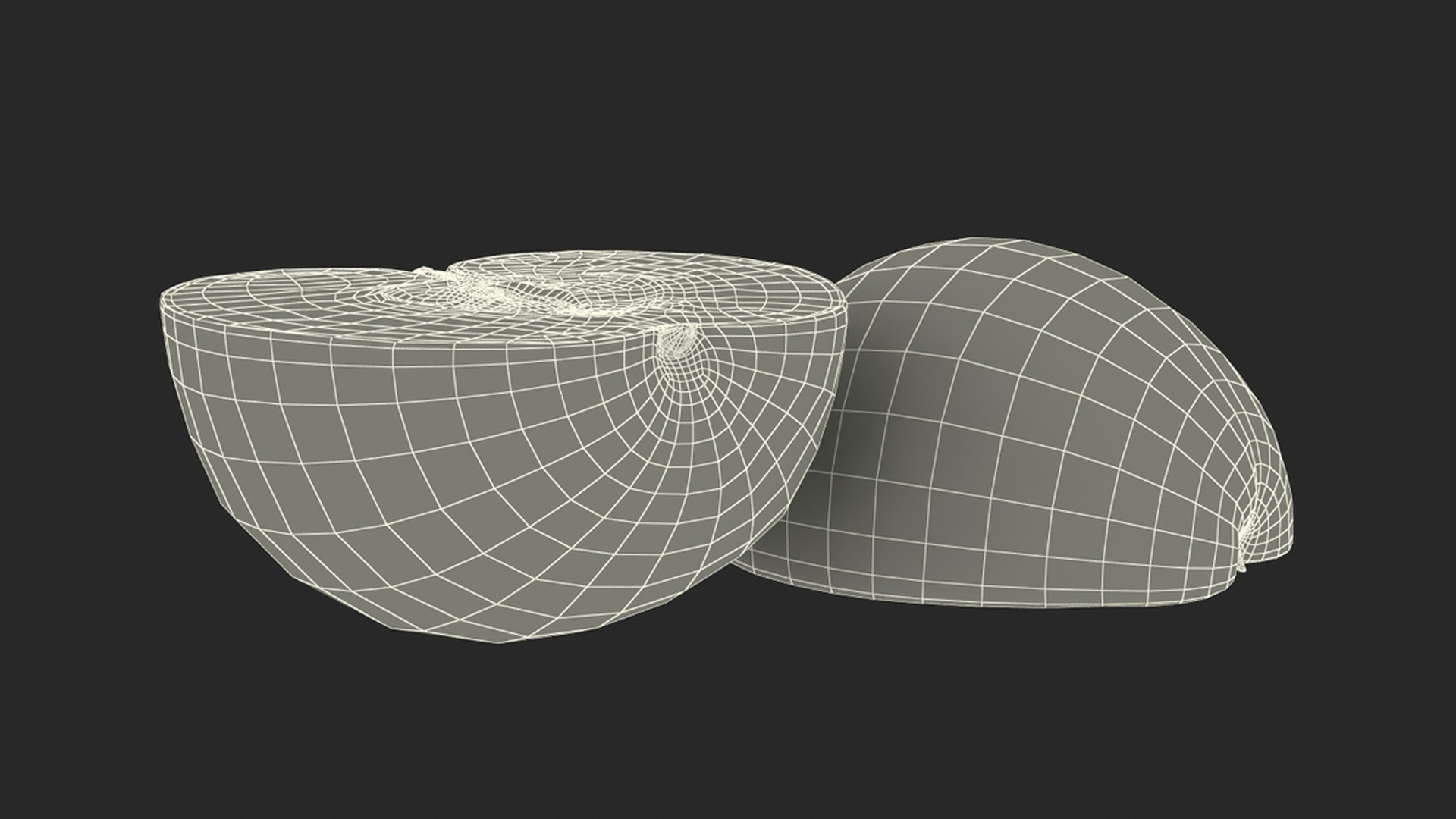 3D Half Sliced Green Apple model