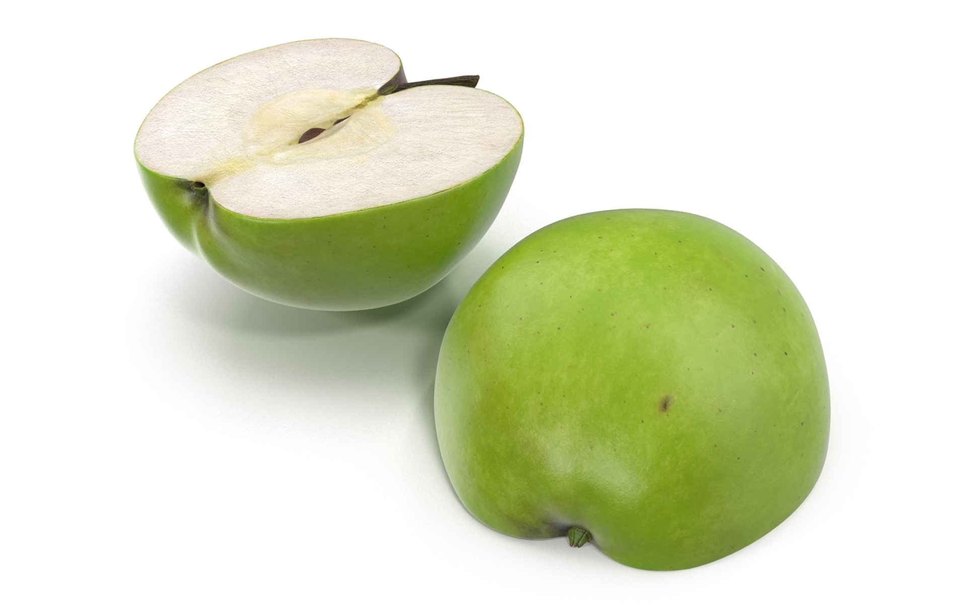 3D Half Sliced Green Apple model