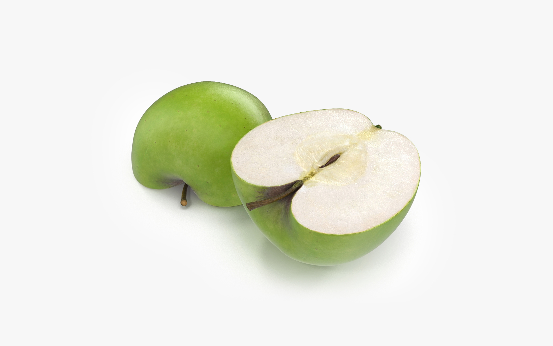 3D Half Sliced Green Apple model