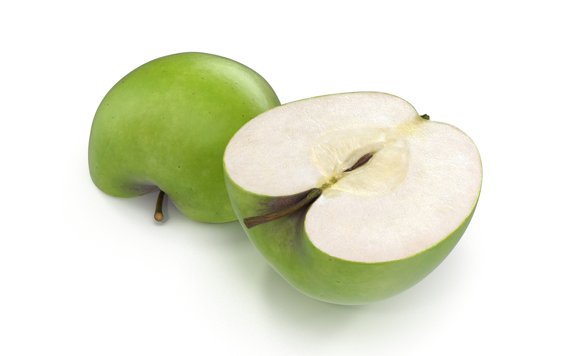 3D Half Sliced Green Apple model