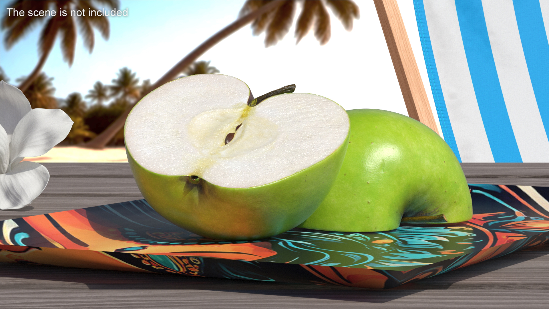3D Half Sliced Green Apple model