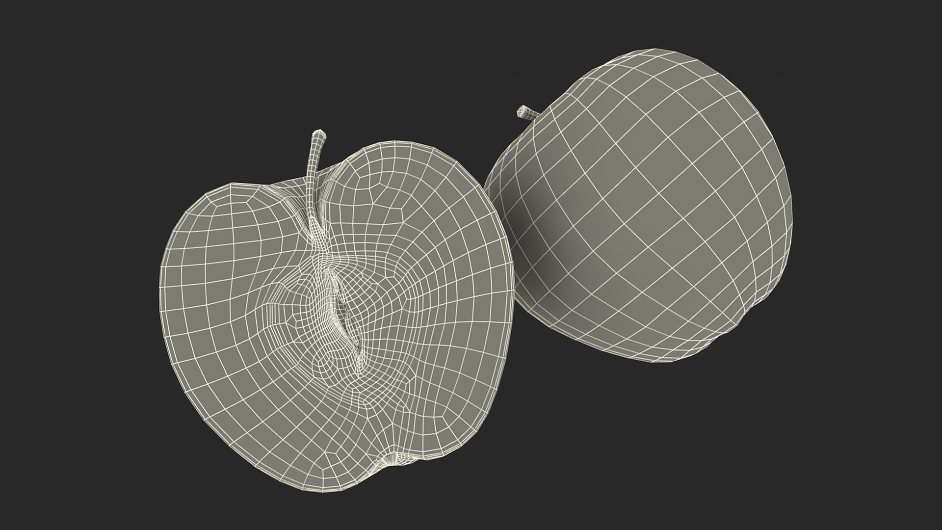 3D Half Sliced Green Apple model