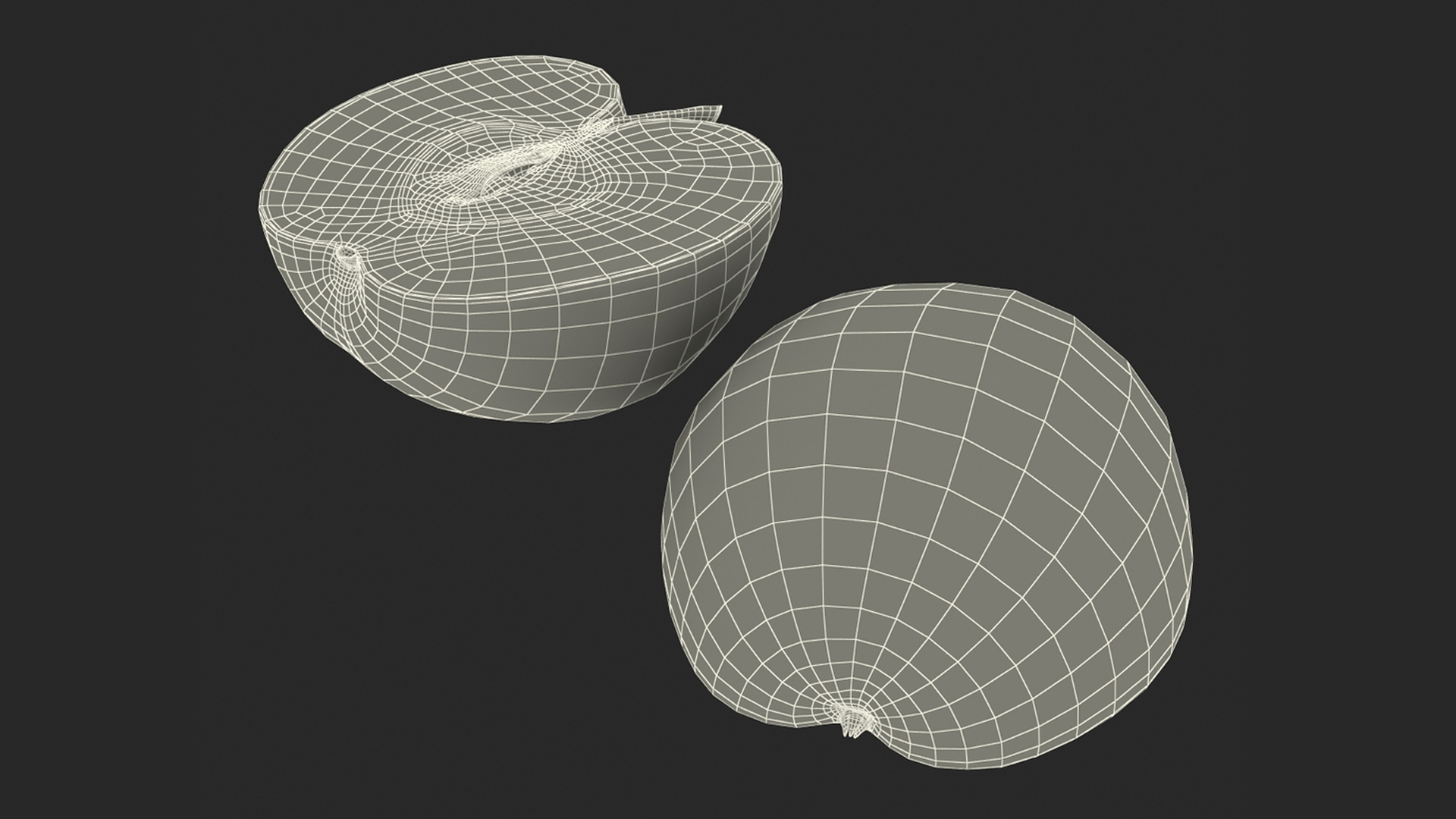 3D Half Sliced Green Apple model