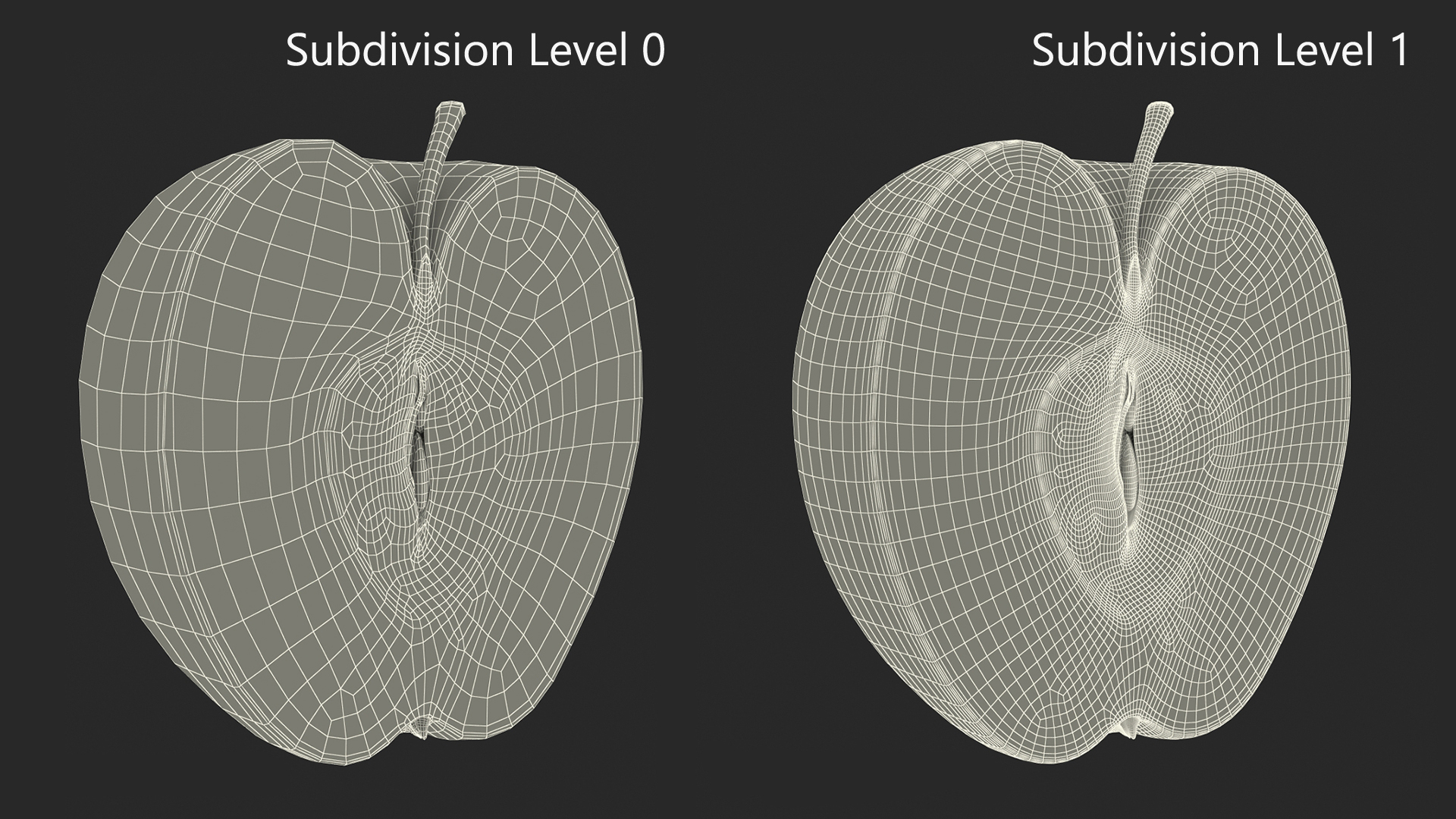 3D Half Sliced Green Apple model