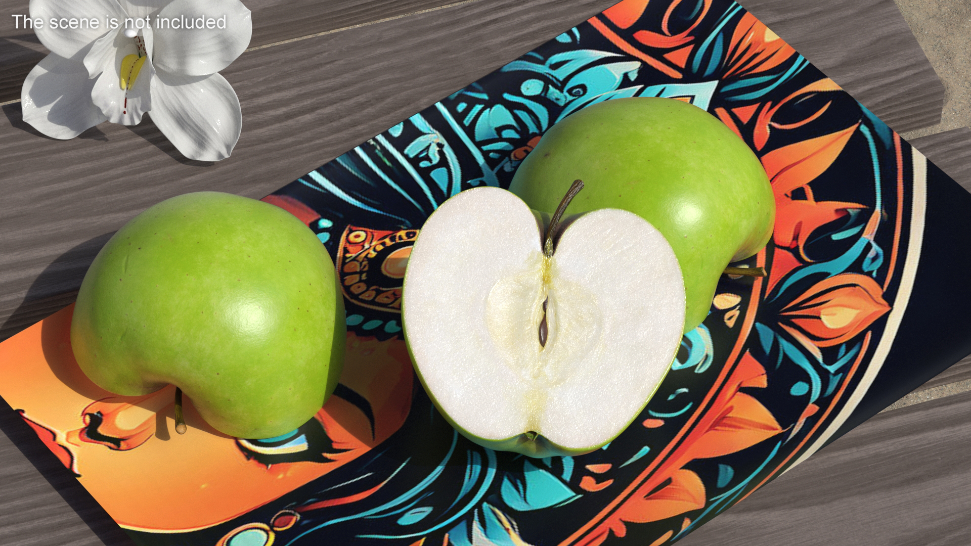 3D Half Sliced Green Apple model