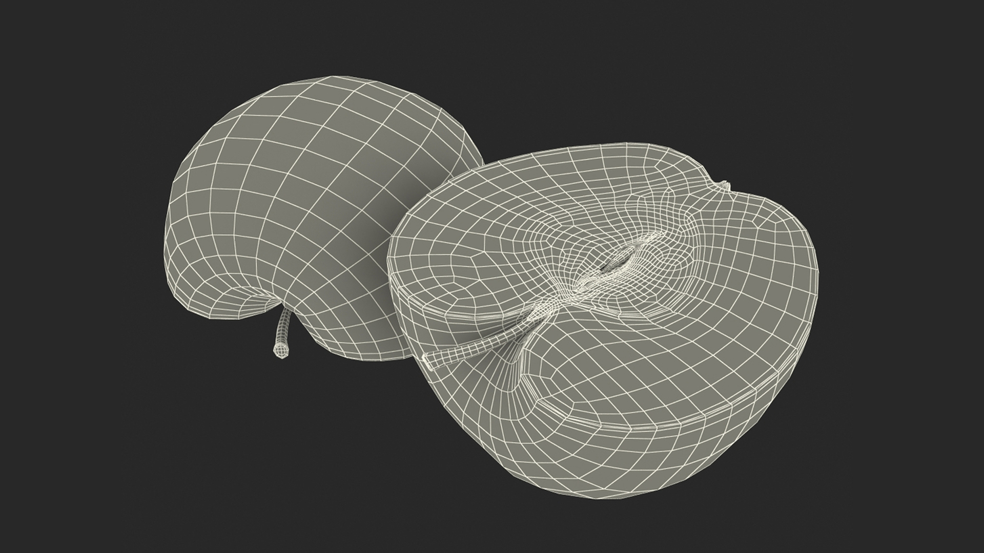 3D Half Sliced Green Apple model