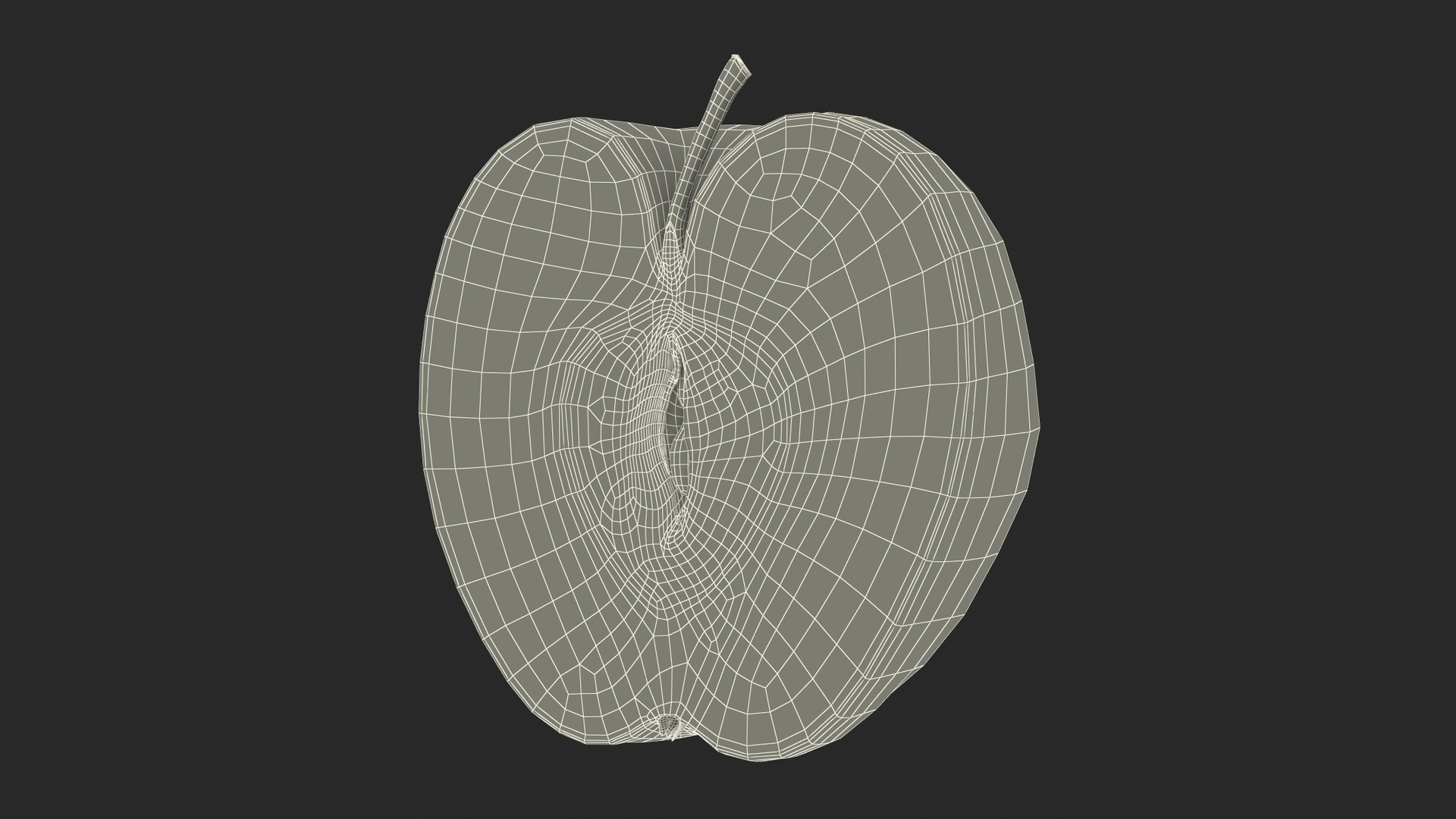 3D Half Sliced Green Apple model