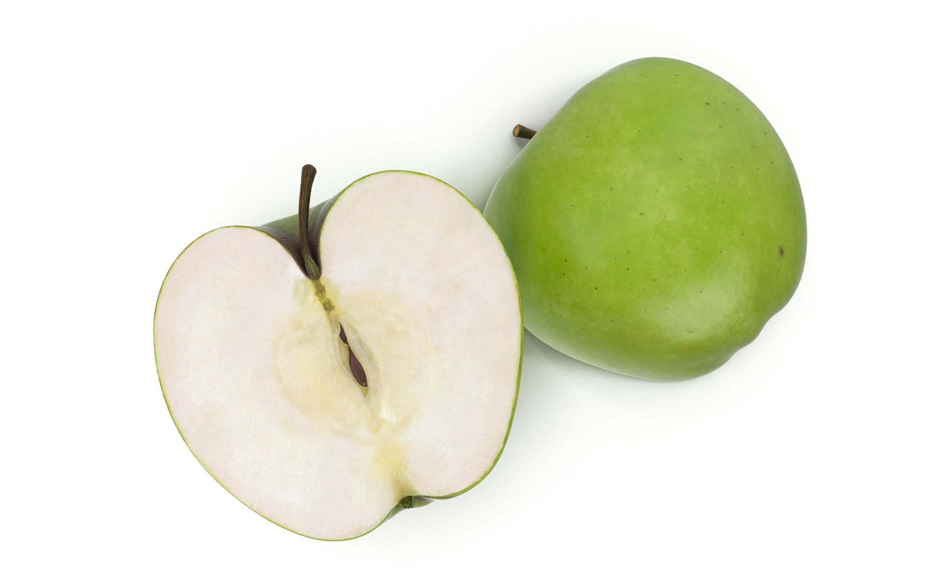 3D Half Sliced Green Apple model