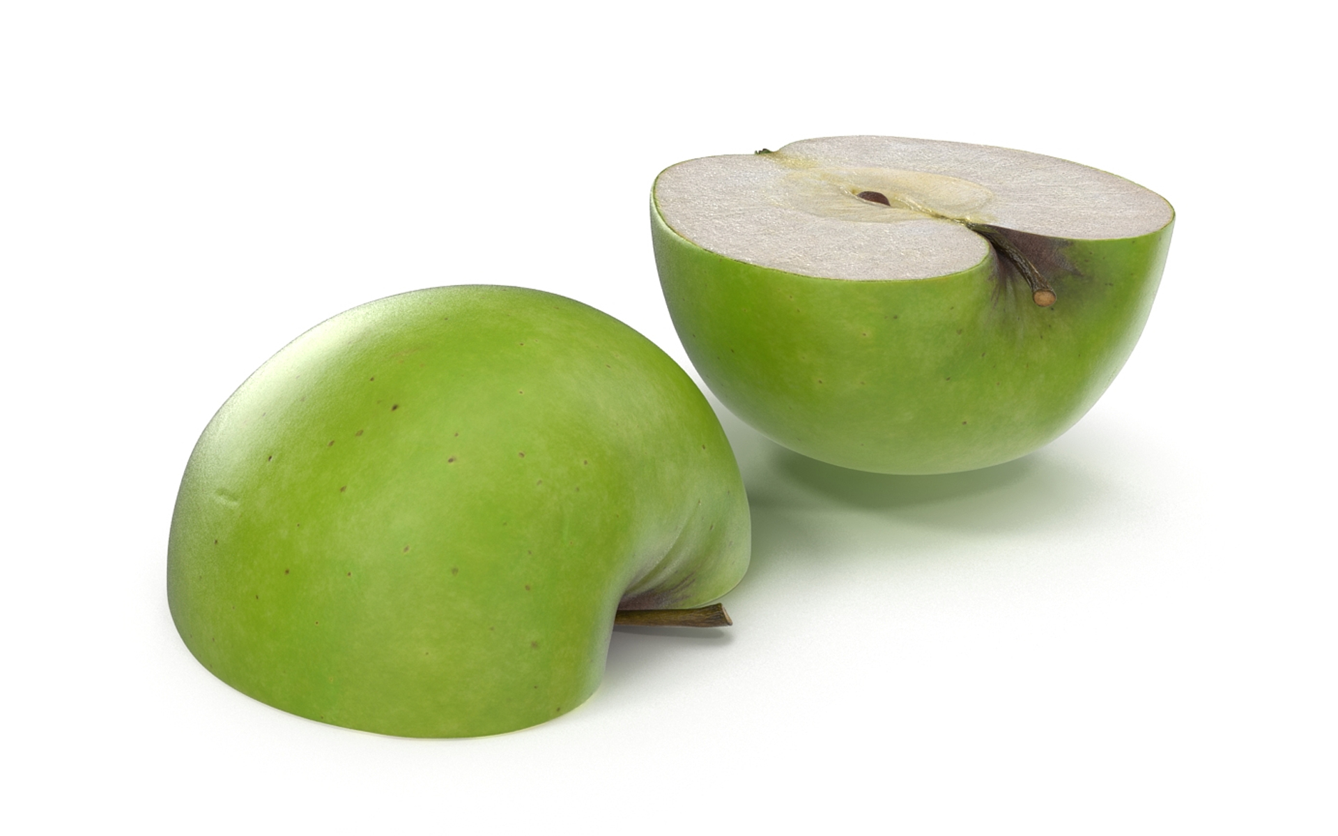 3D Half Sliced Green Apple model