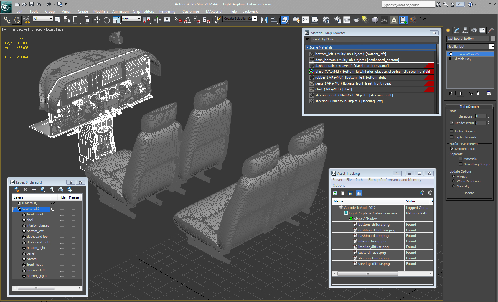 3D model Light Airplane Cabin