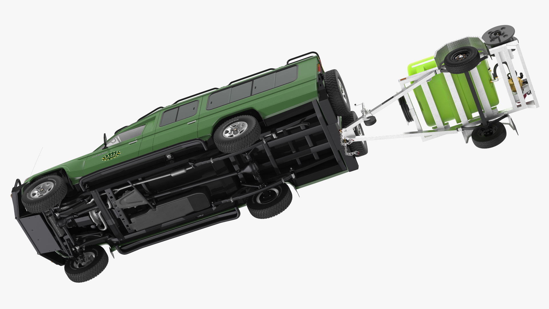 Toyota SUV with Fire Fighting Trailer Rigged 3D model