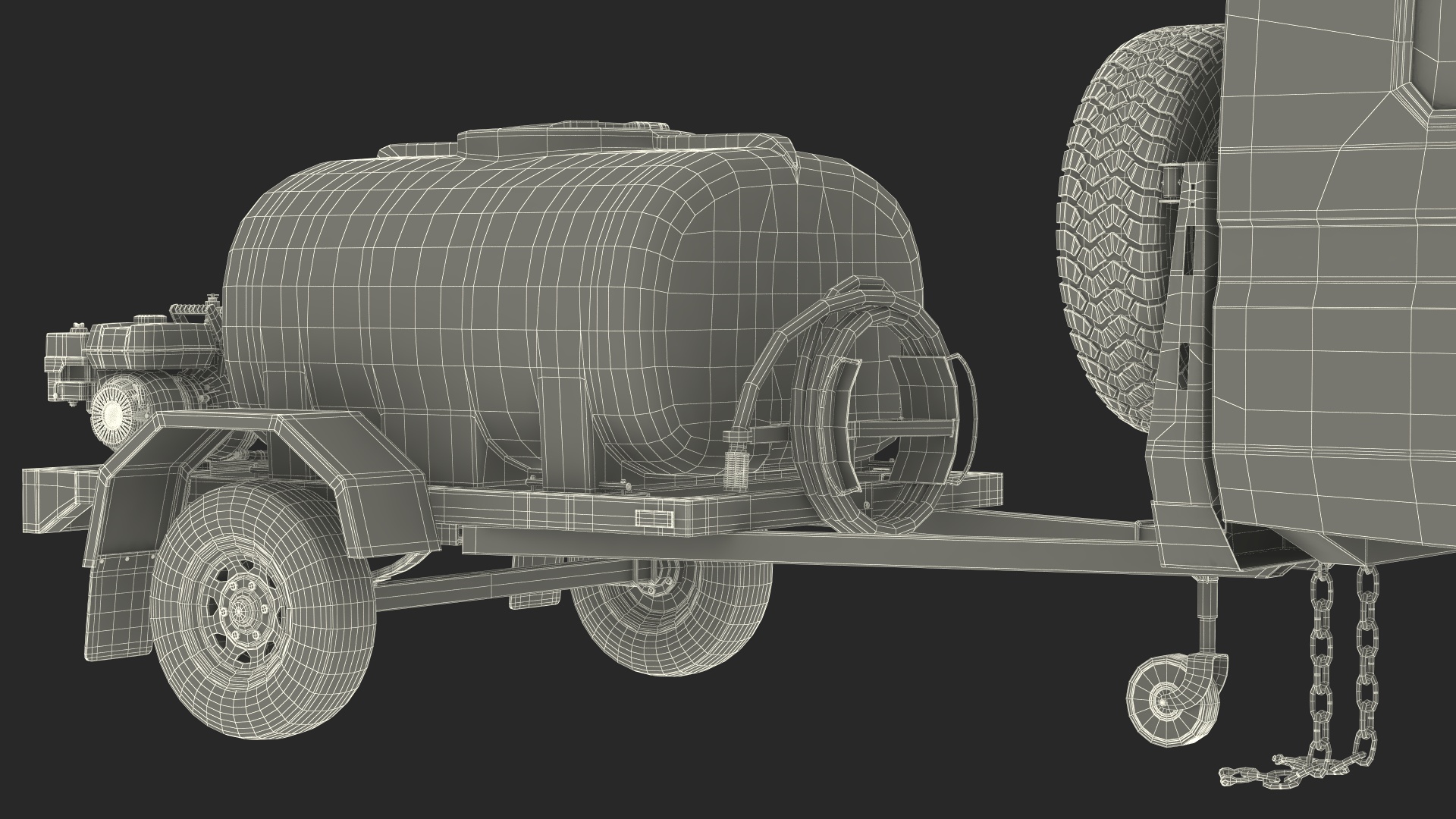 Toyota SUV with Fire Fighting Trailer Rigged 3D model