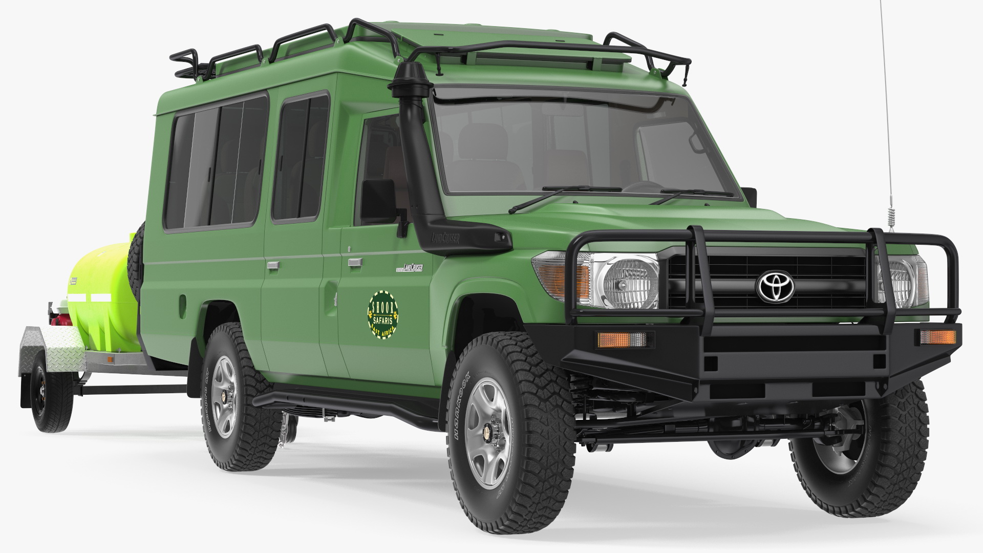 Toyota SUV with Fire Fighting Trailer Rigged 3D model