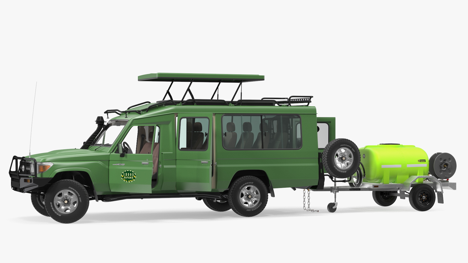 Toyota SUV with Fire Fighting Trailer Rigged 3D model