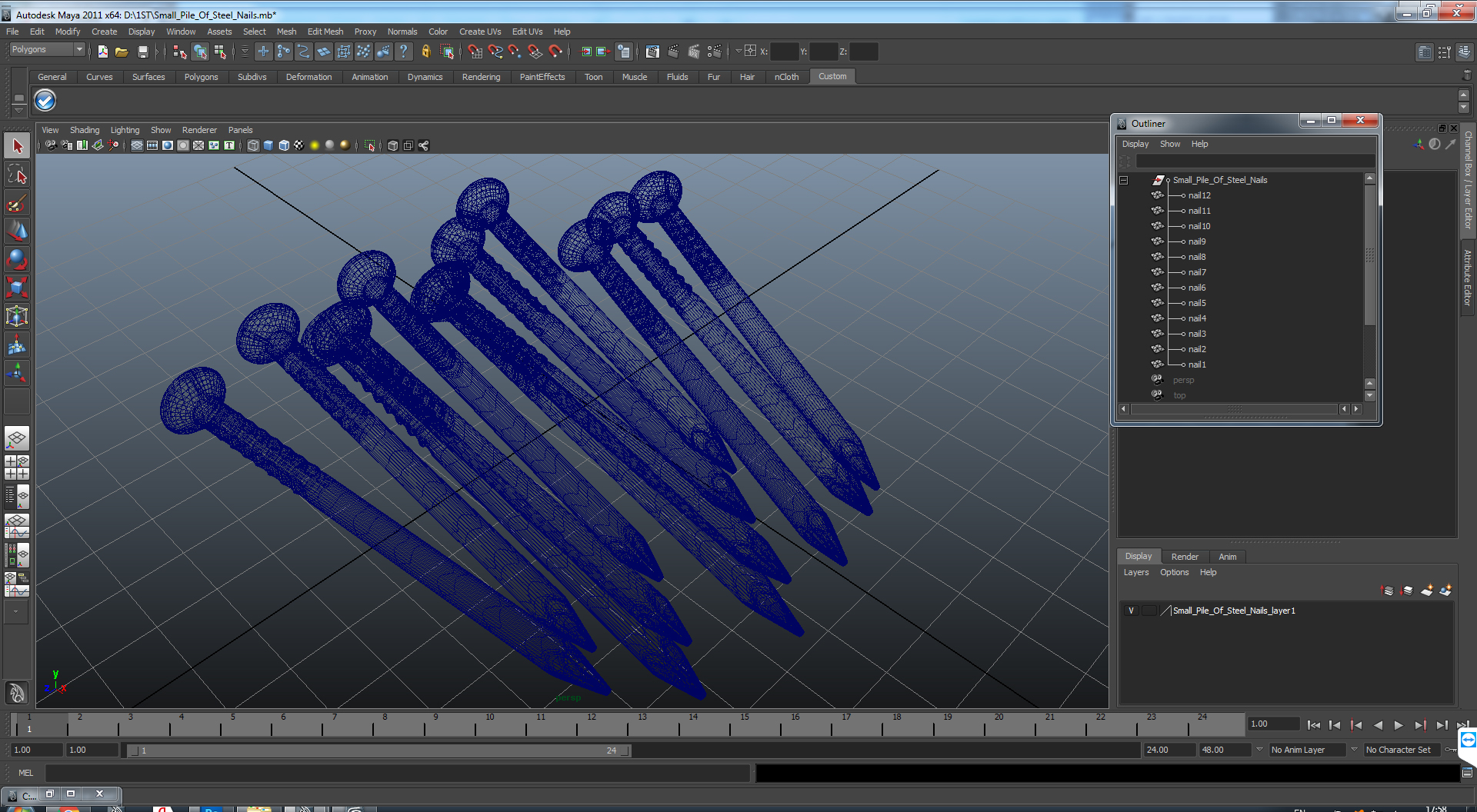 3D model Small Pile Of Steel Nails