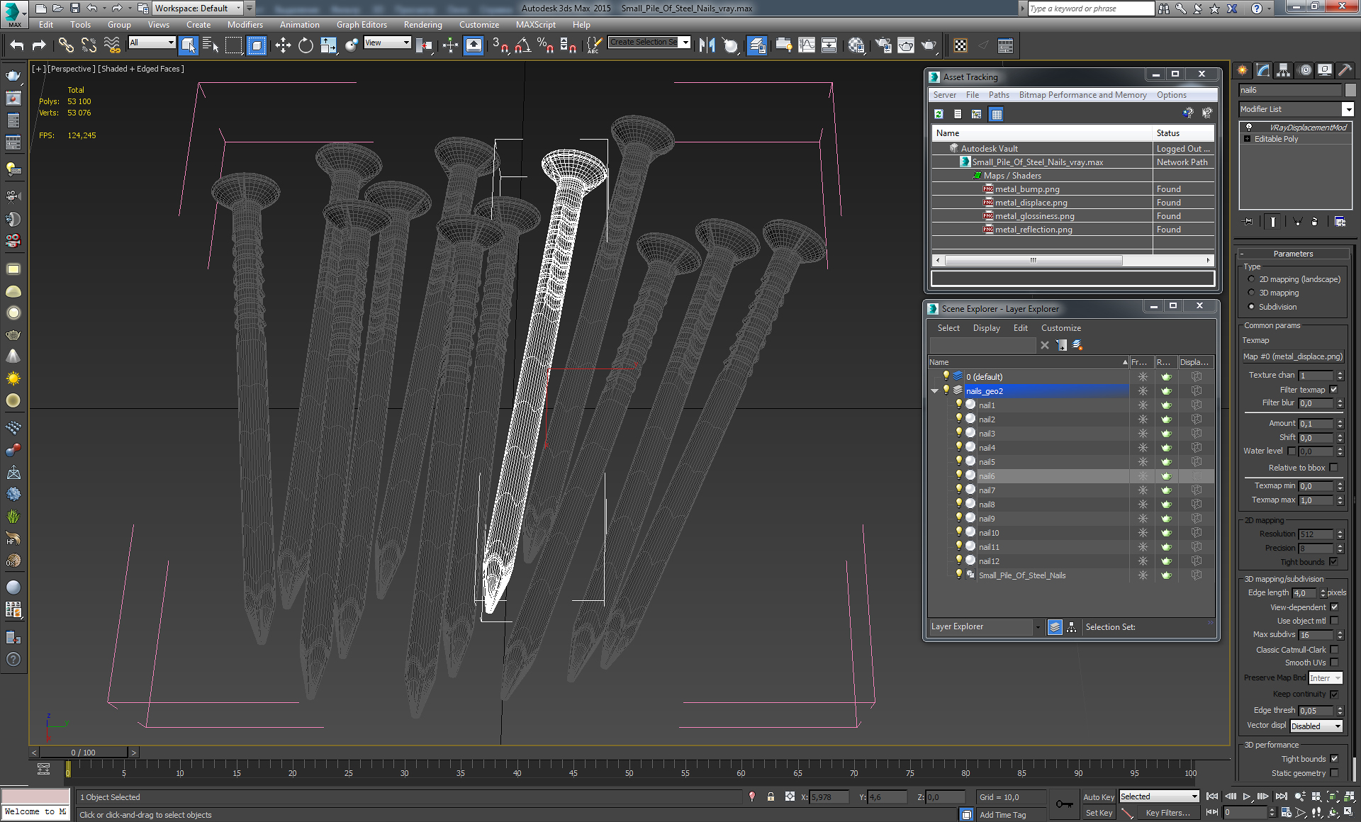 3D model Small Pile Of Steel Nails