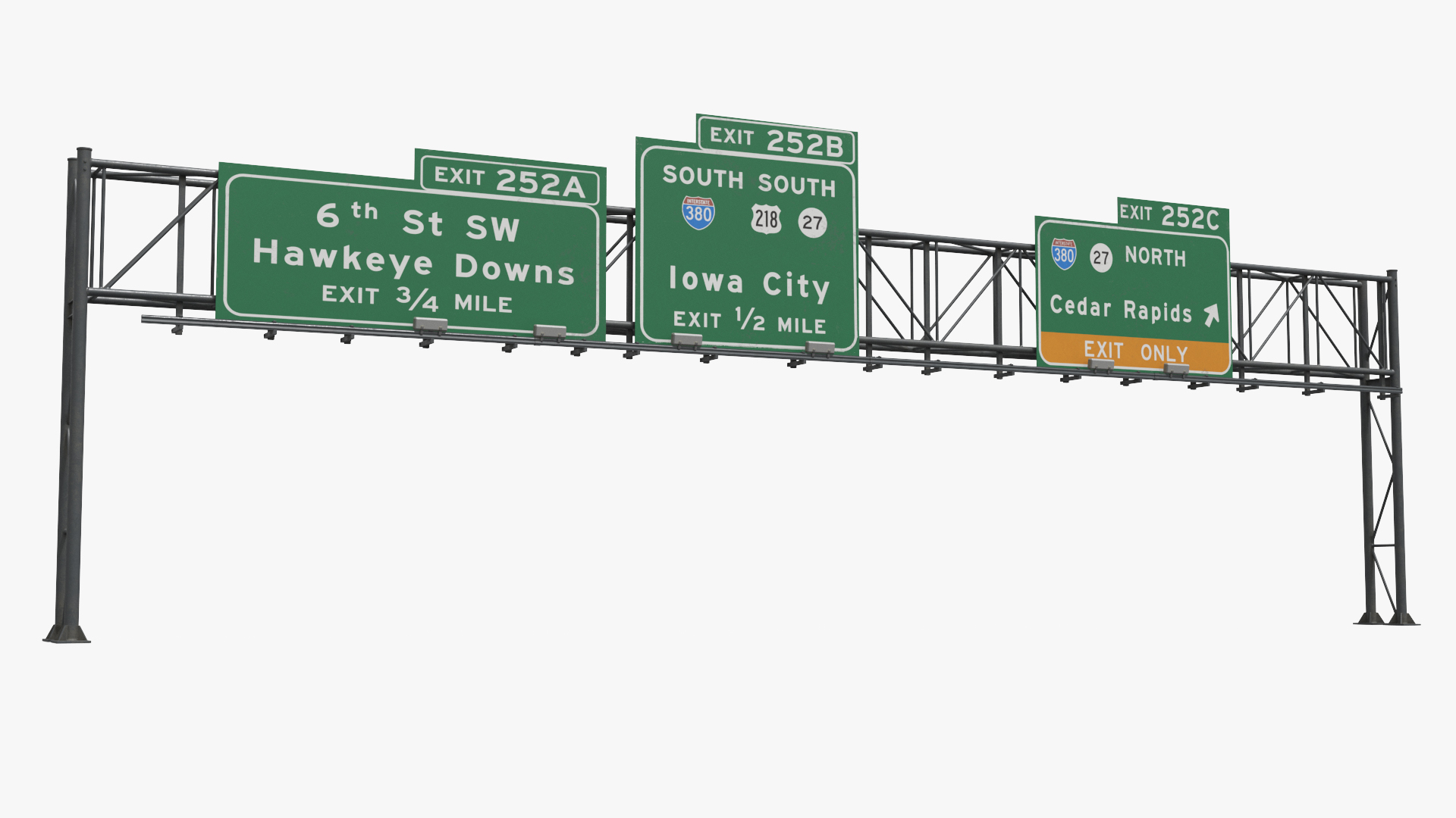 Steel Traffic Gantry with Route Signs - view 2