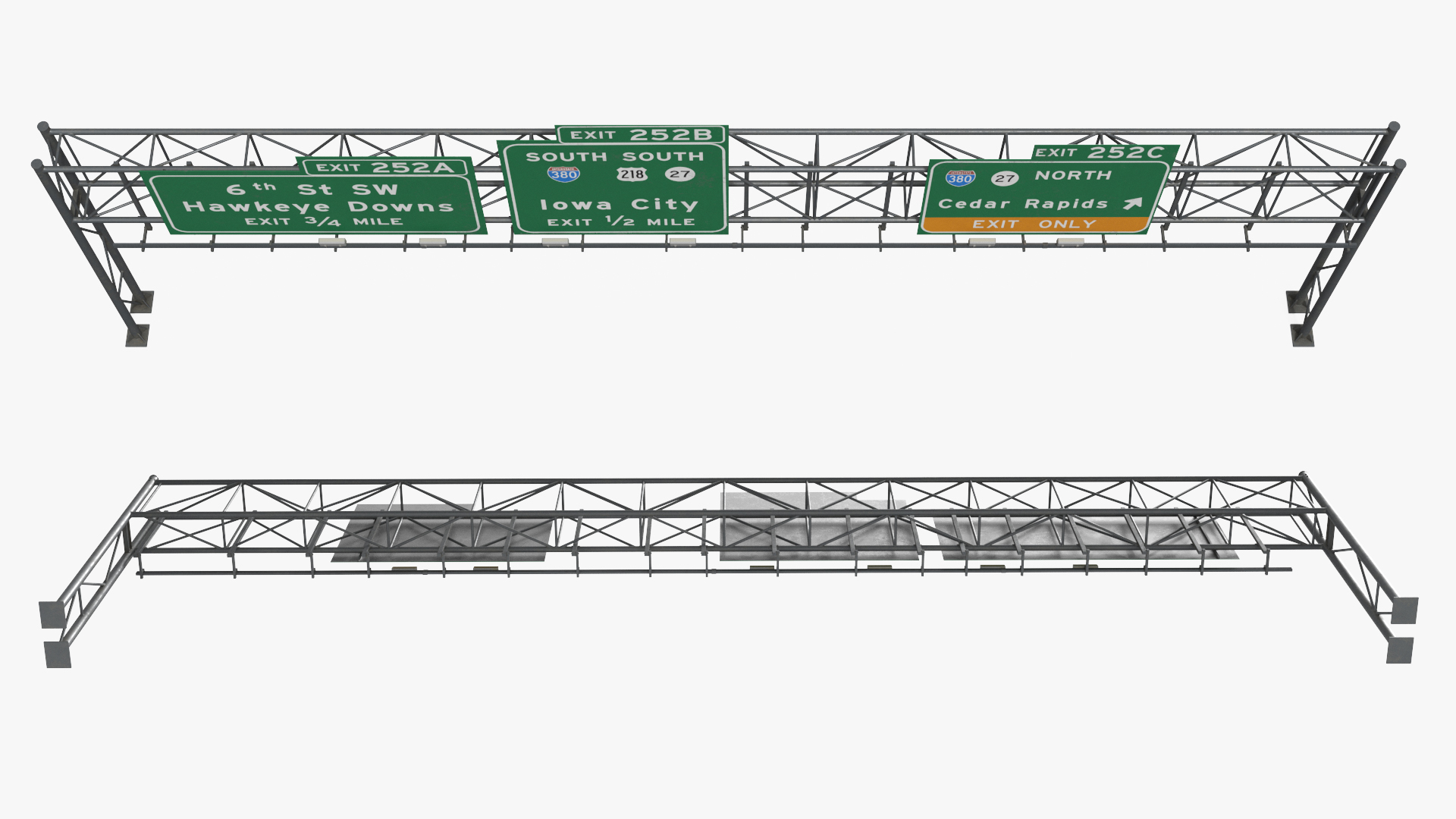 Steel Traffic Gantry with Route Signs - view 5