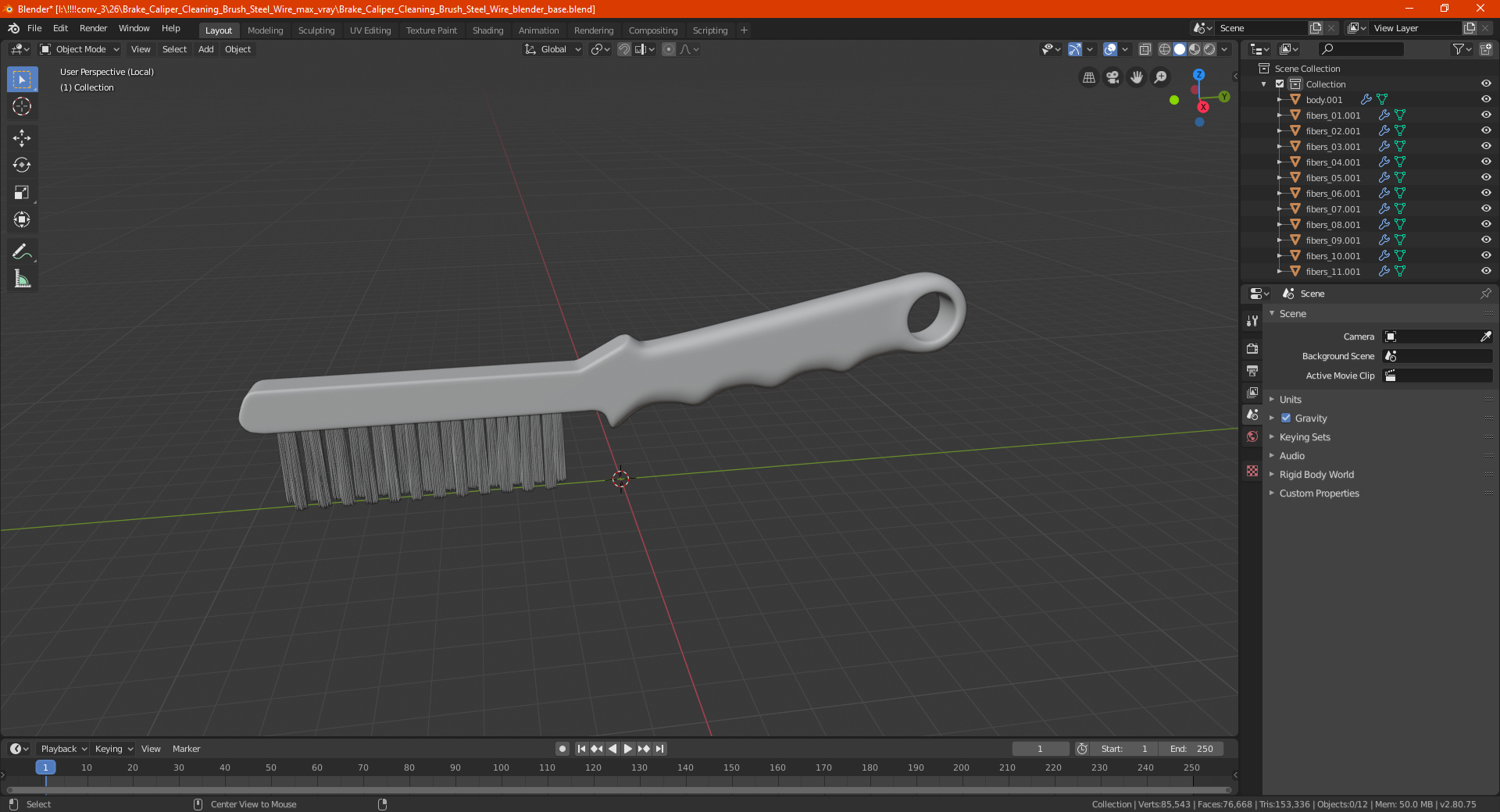Brake Caliper Cleaning Brush Steel Wire 3D model