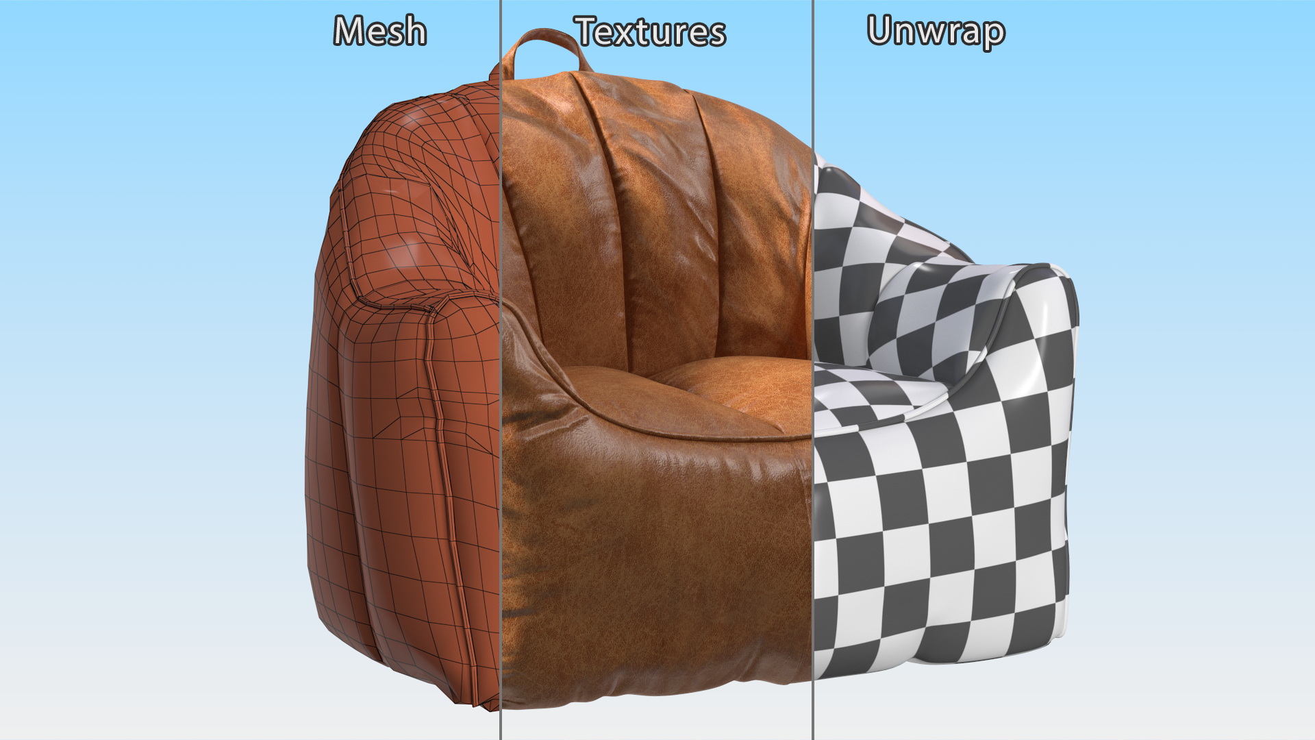 3D model Hug Bean Bag Armchair Brown Leather