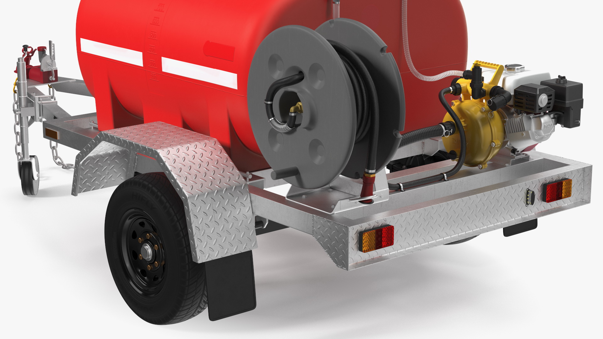 3D Portable Fire Tank Trailer with Pump Rigged model