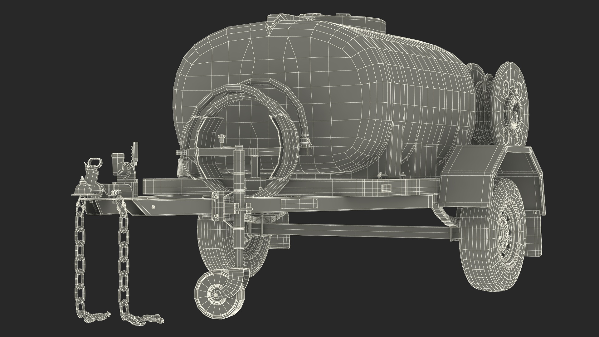 3D Portable Fire Tank Trailer with Pump Rigged model