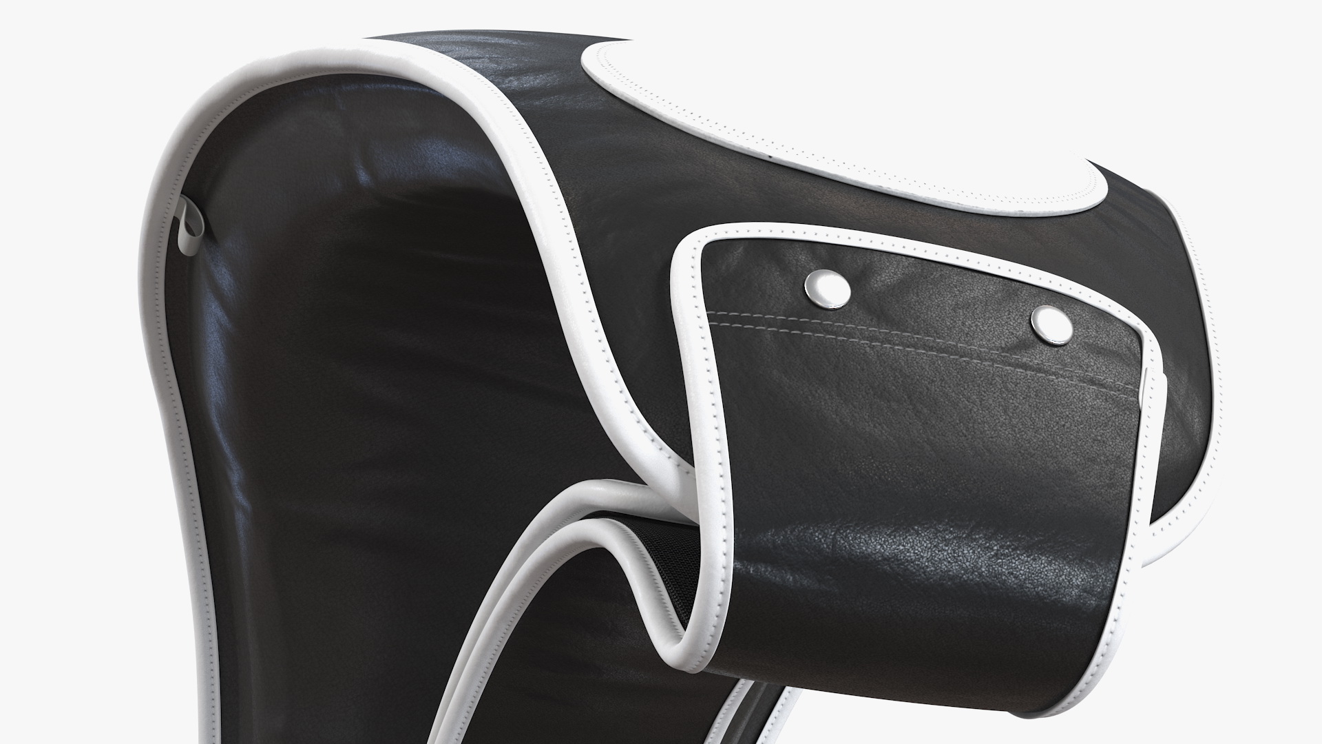 Muay Thai Leather Belly Pad Black White 3D model
