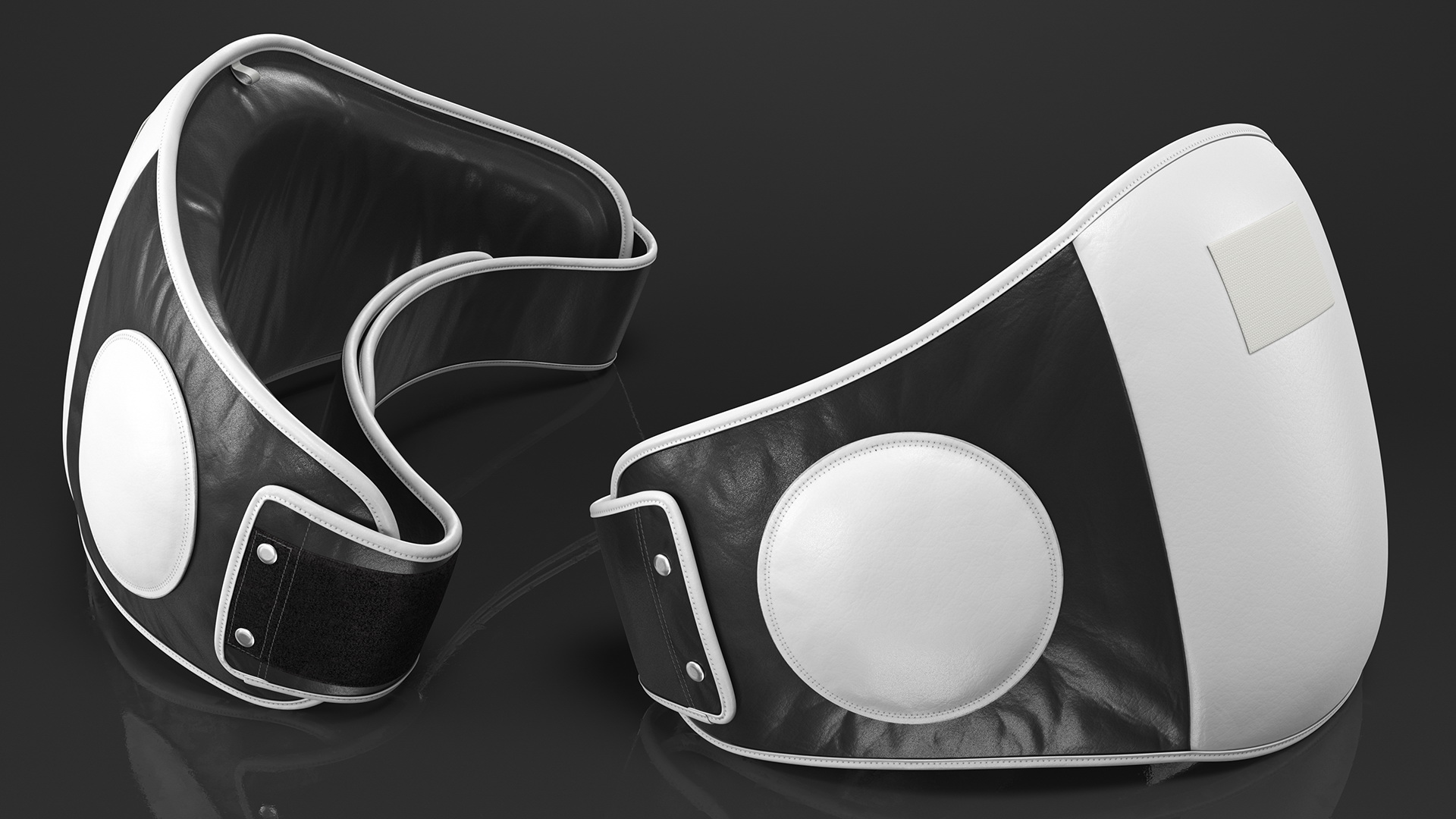 Muay Thai Leather Belly Pad Black White 3D model