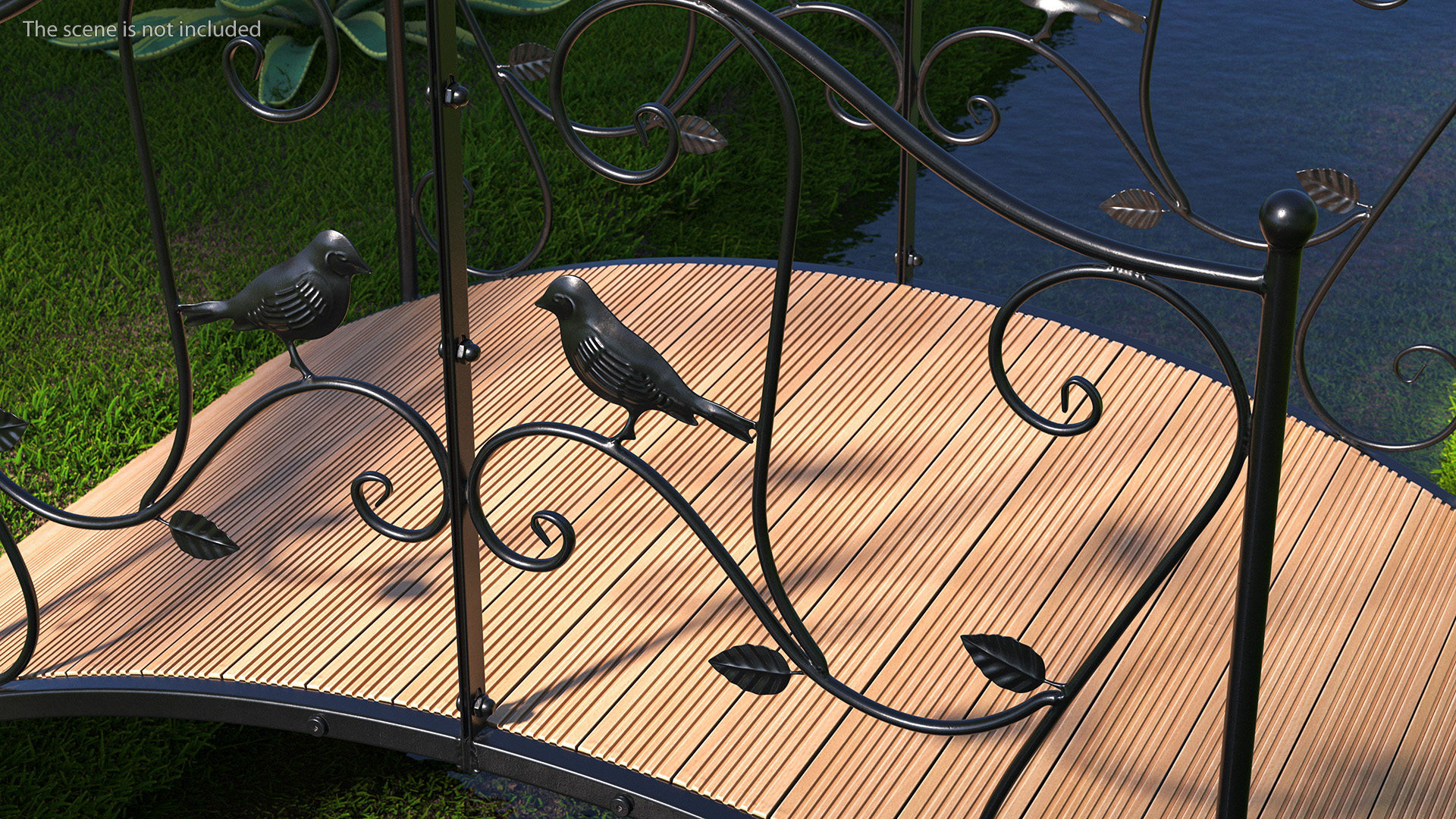 3D model Decorative Iron Garden Bridge Black