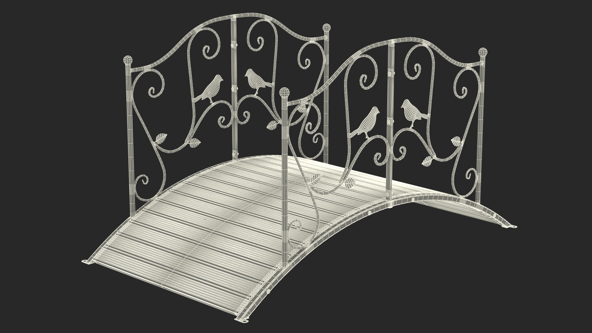 3D model Decorative Iron Garden Bridge Black