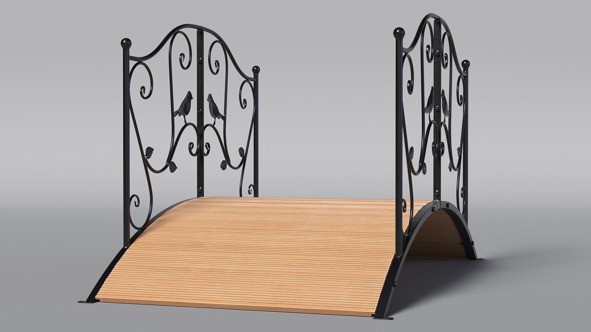 3D model Decorative Iron Garden Bridge Black