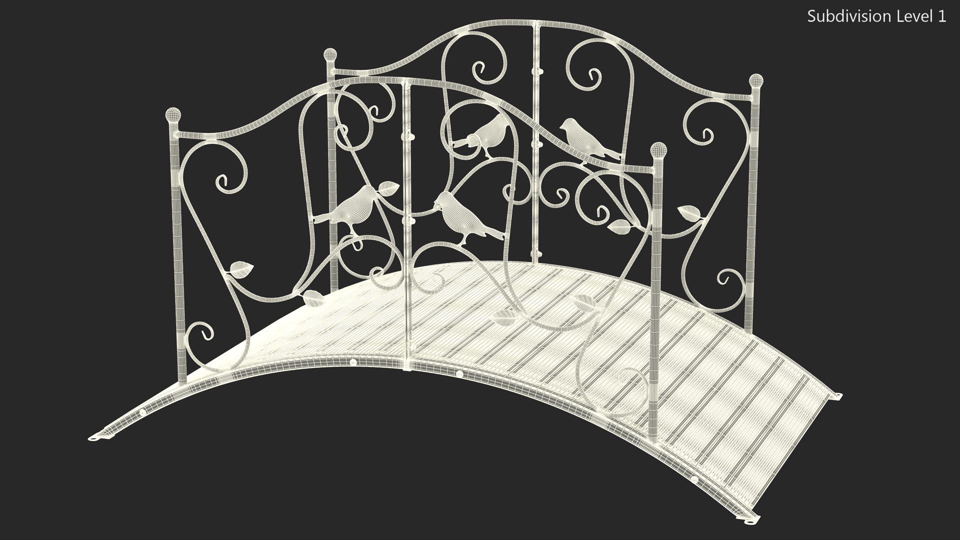 3D model Decorative Iron Garden Bridge Black