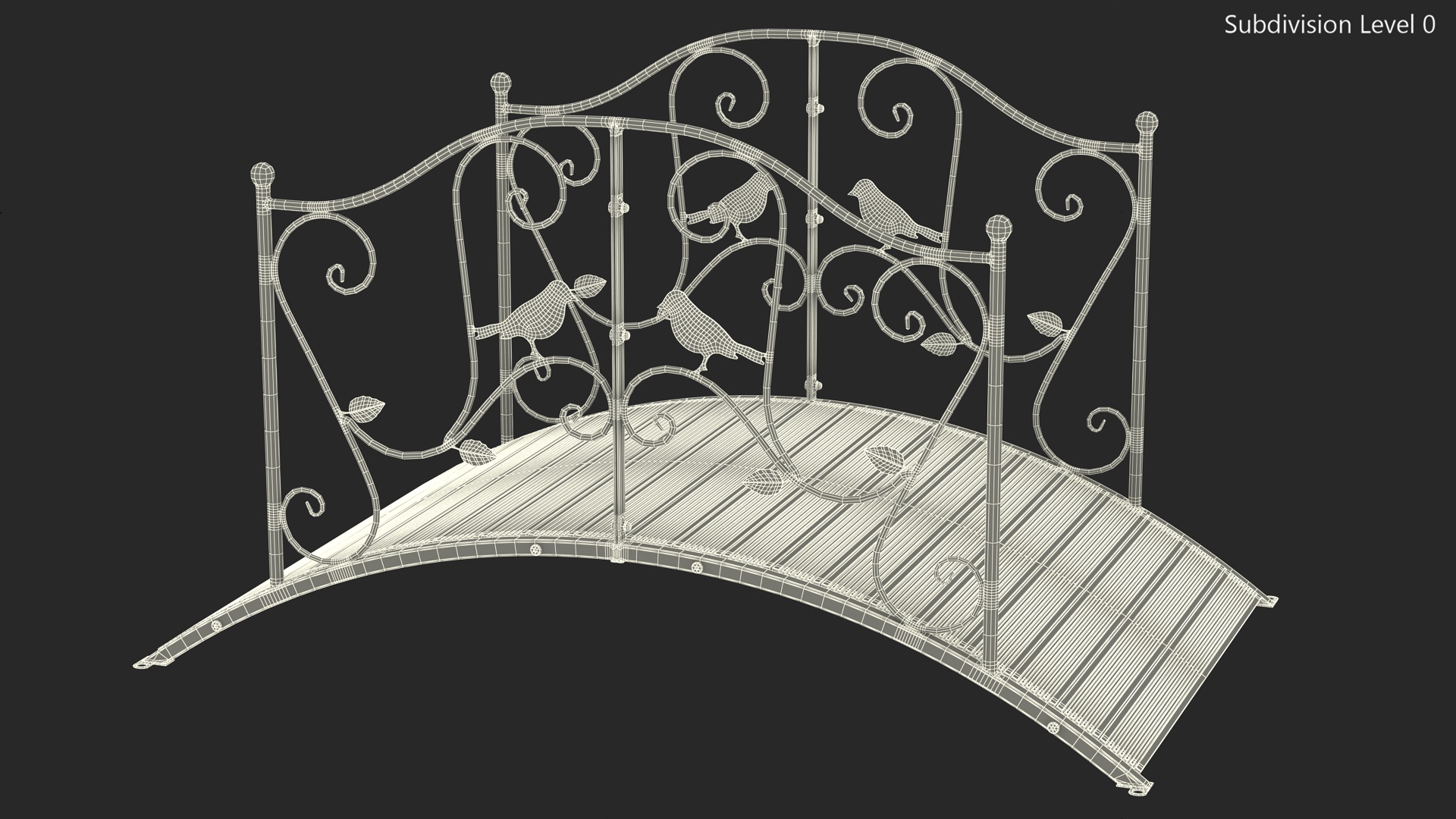 3D model Decorative Iron Garden Bridge Black