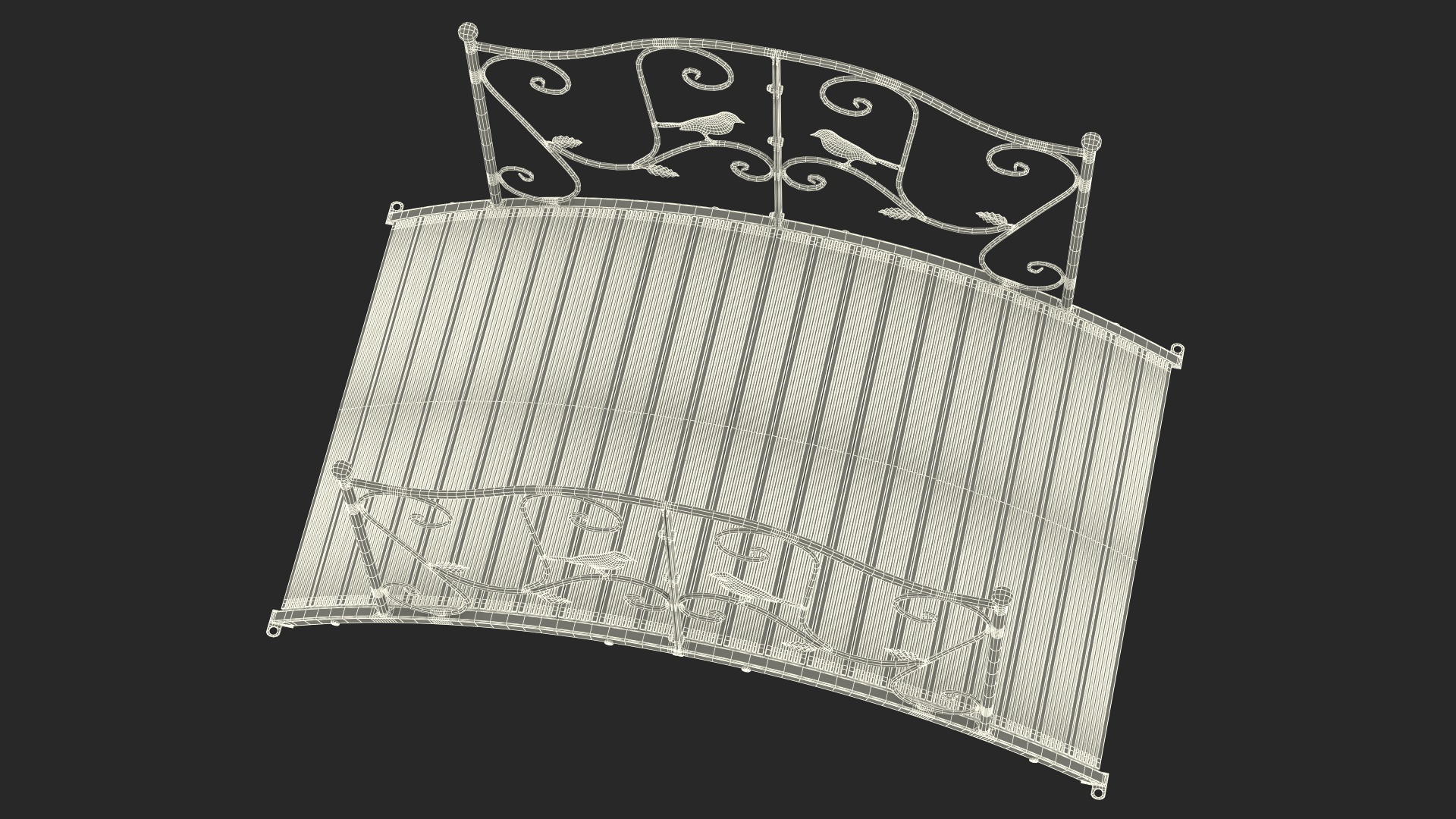 3D model Decorative Iron Garden Bridge Black