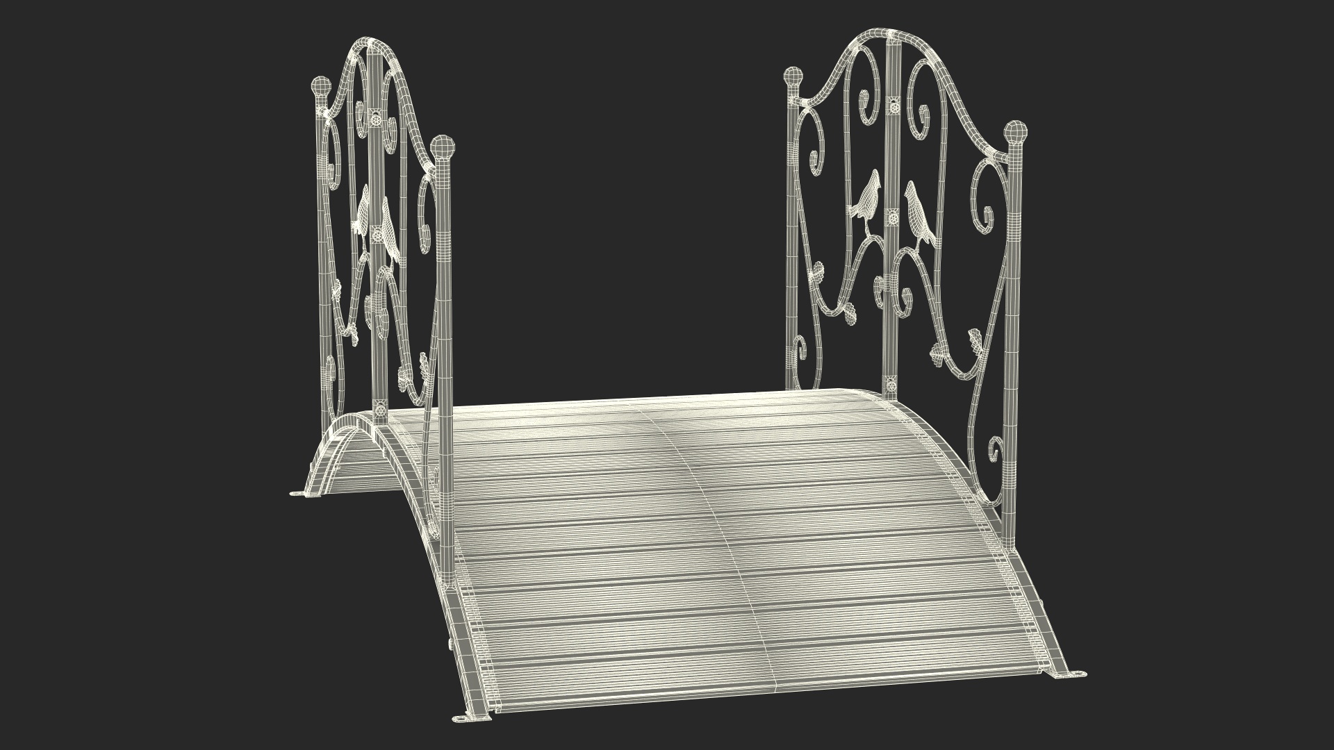 3D model Decorative Iron Garden Bridge Black