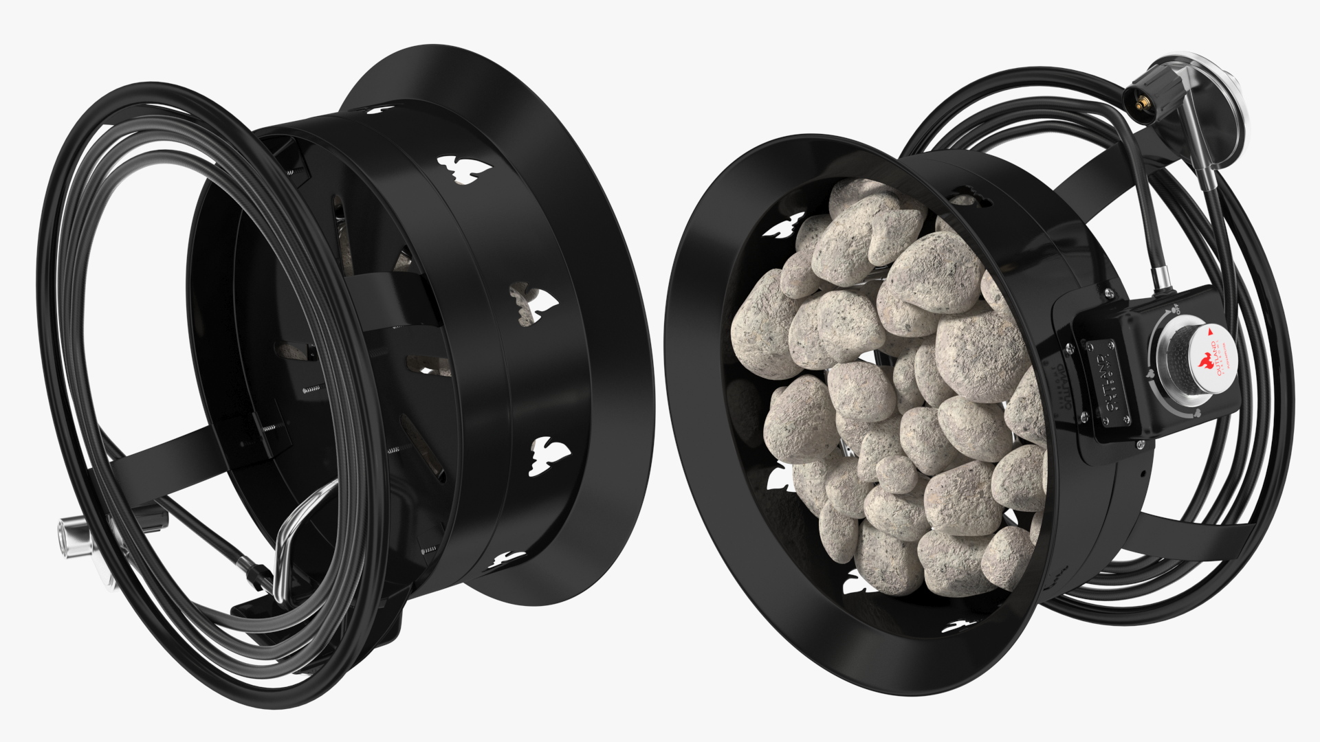 3D Outland Living Firebowl Propane Fire Pit with Rocks