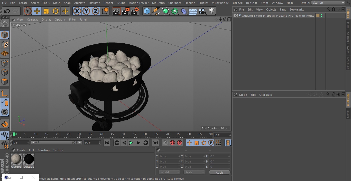 3D Outland Living Firebowl Propane Fire Pit with Rocks