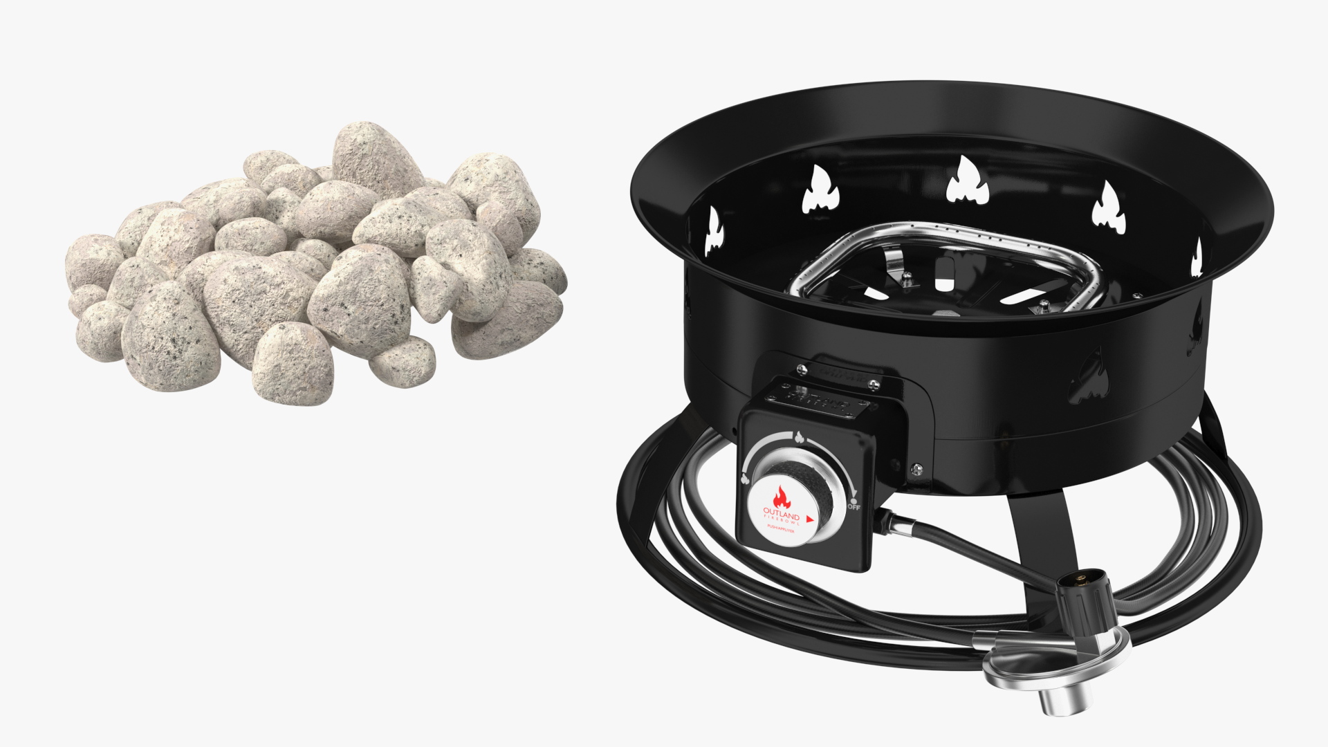 3D Outland Living Firebowl Propane Fire Pit with Rocks