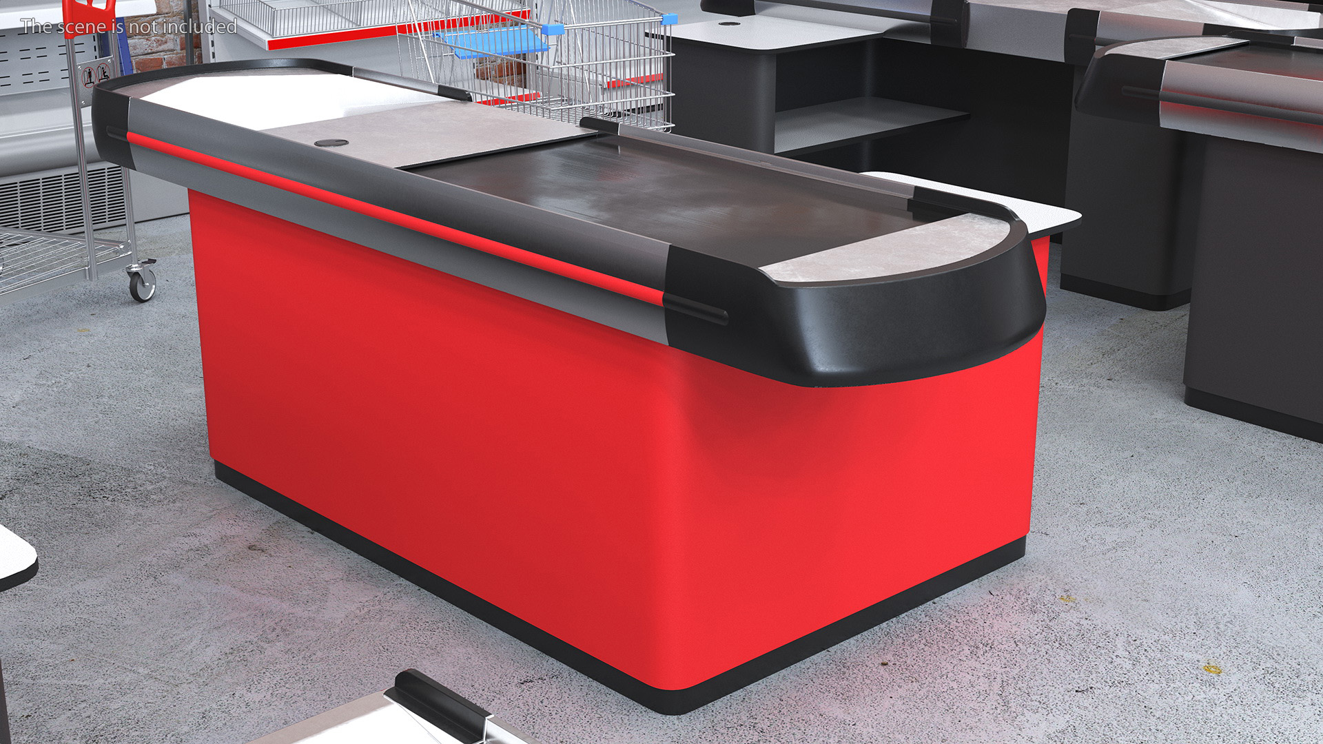3D model Ergonomic Small Retail Checkout Counter Red Rigged