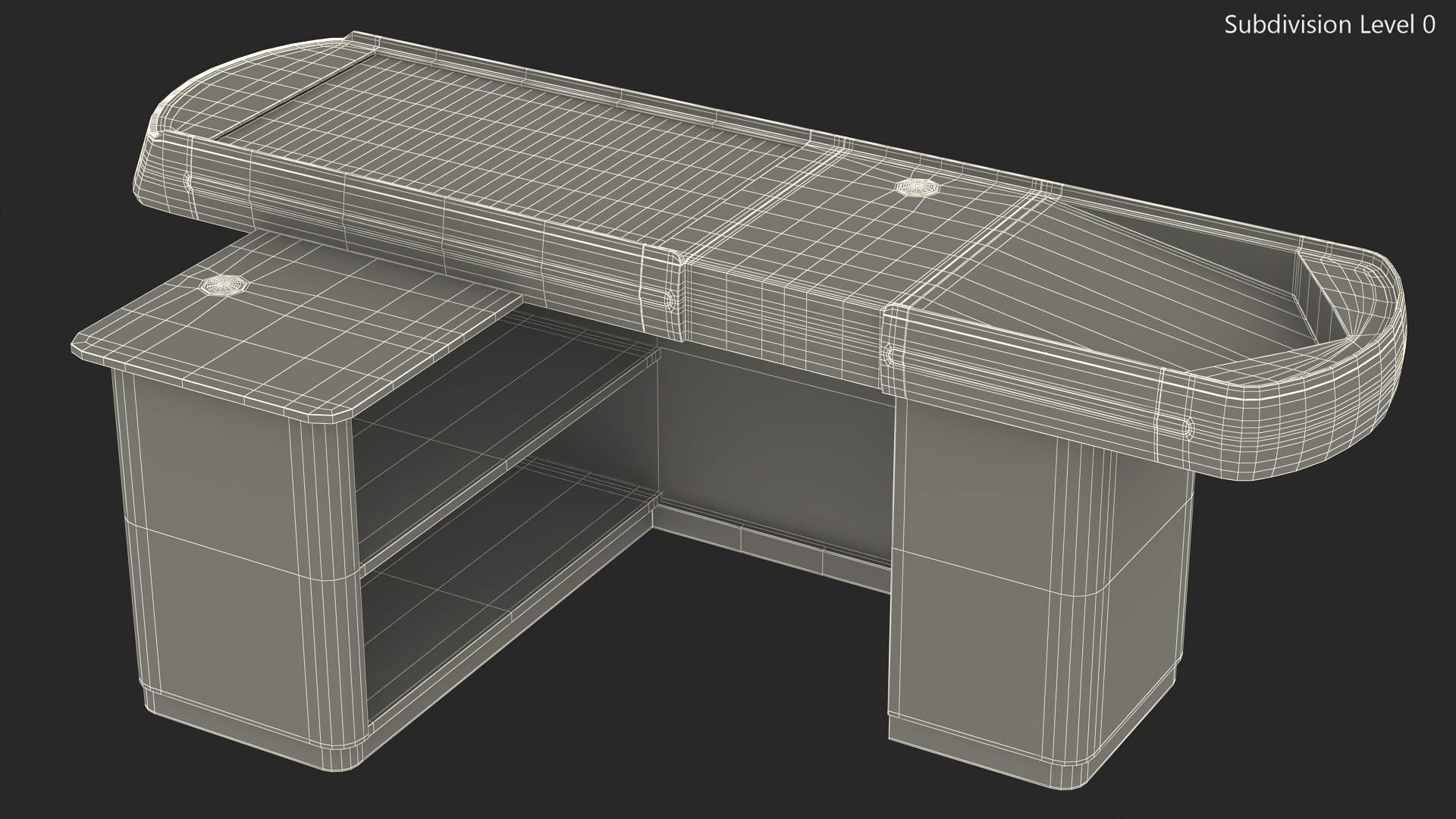 3D model Ergonomic Small Retail Checkout Counter Red Rigged
