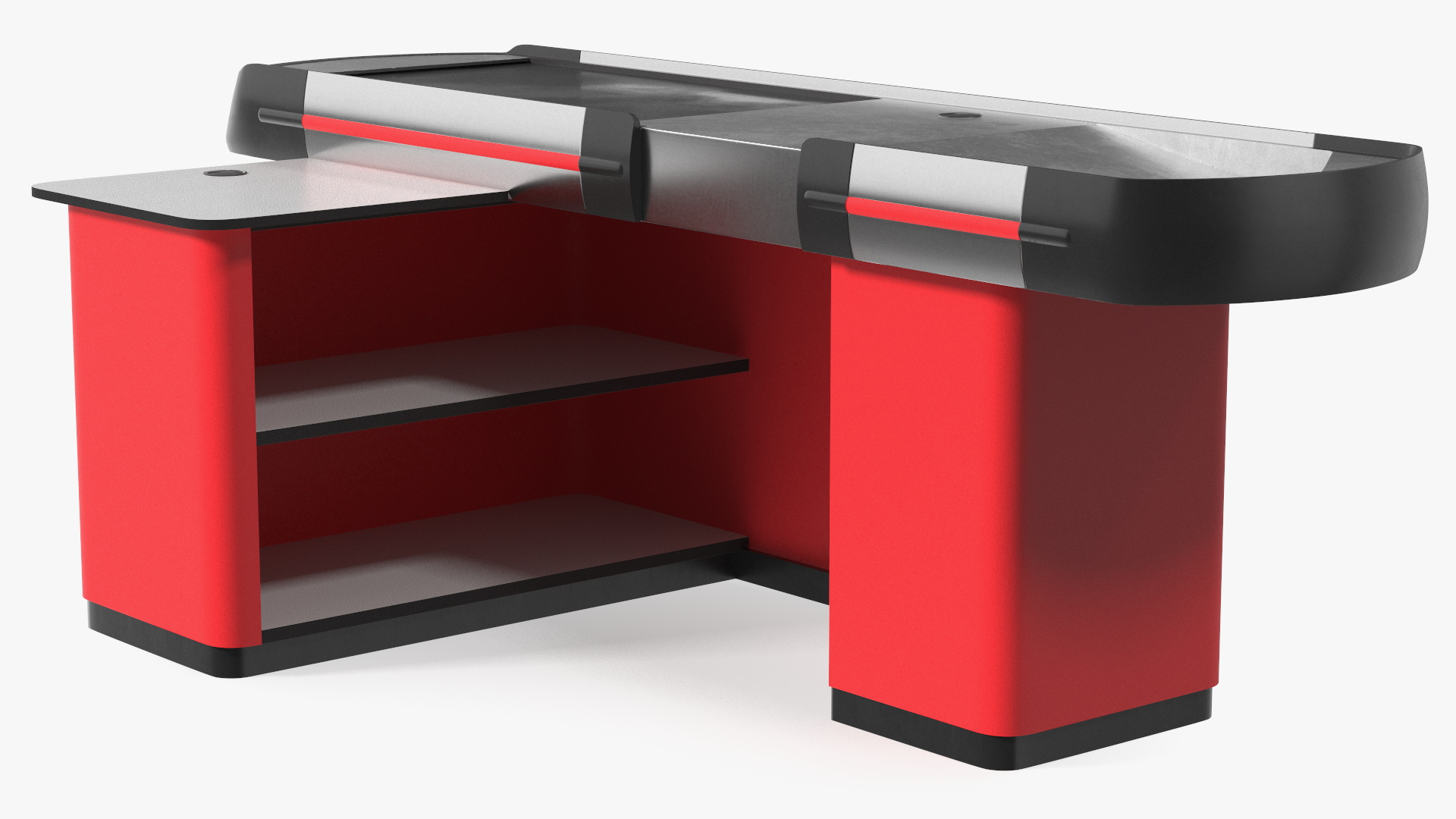 3D model Ergonomic Small Retail Checkout Counter Red Rigged