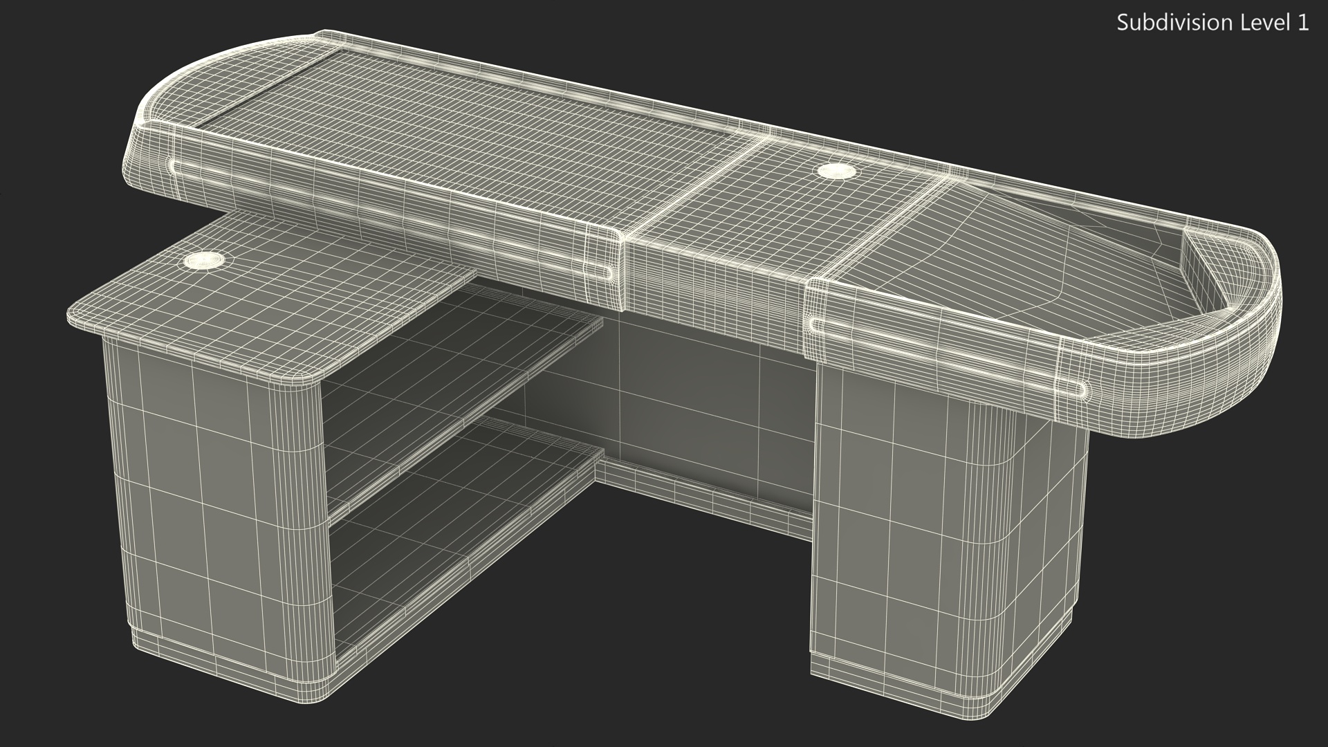 3D model Ergonomic Small Retail Checkout Counter Red Rigged