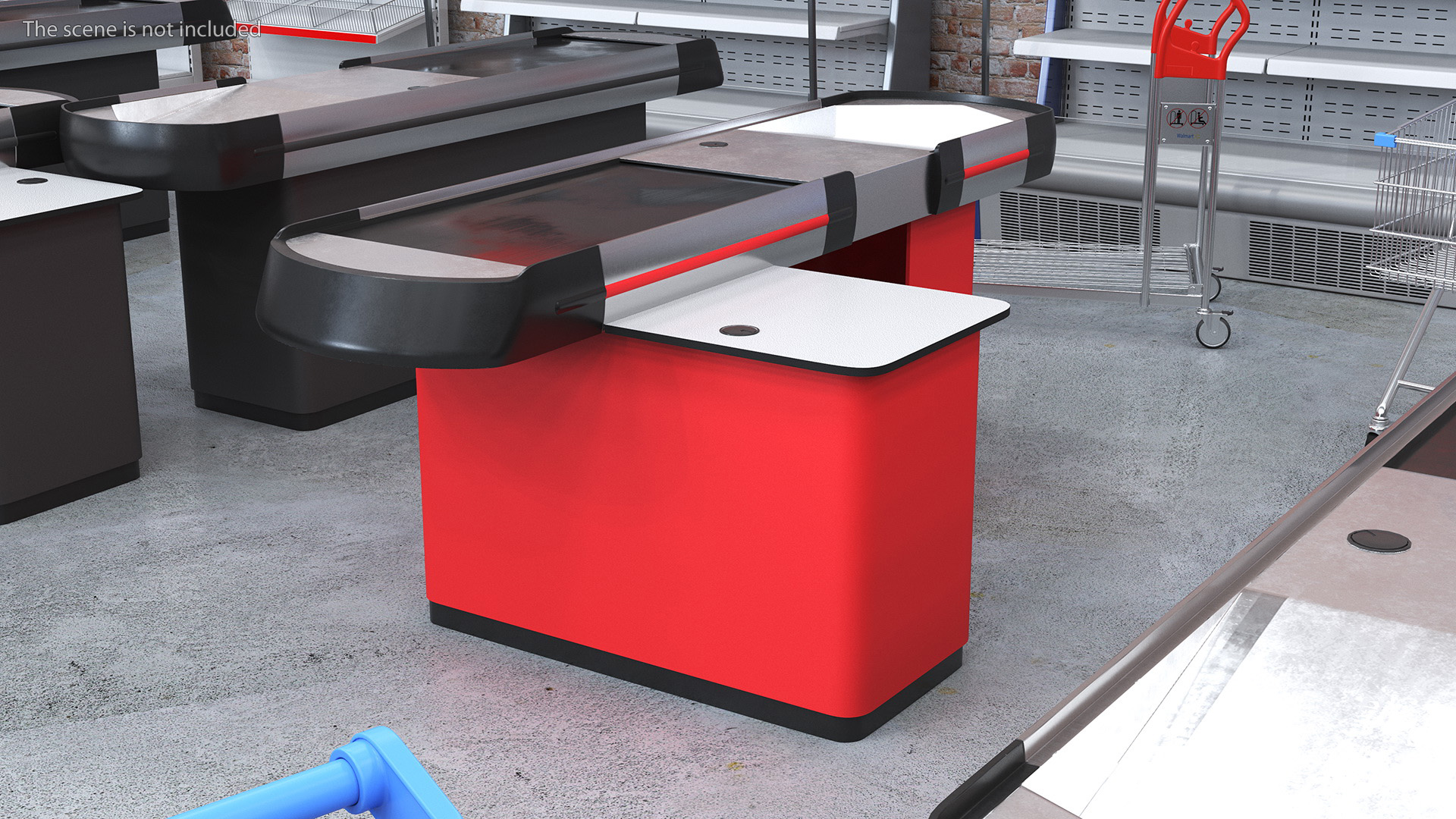 3D model Ergonomic Small Retail Checkout Counter Red Rigged