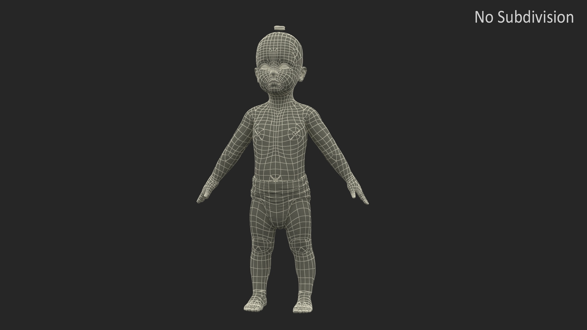 3D One Year Old Girl in Diaper Fur Rigged model