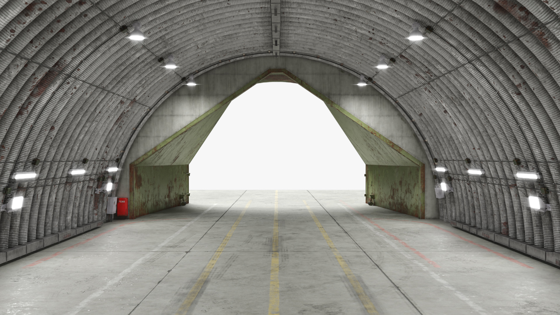 3D Abandoned Aircraft Shelter Open