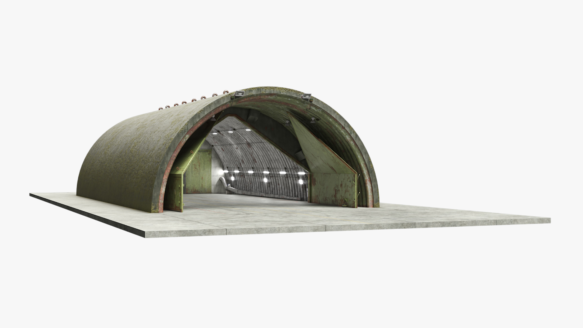 3D Abandoned Aircraft Shelter Open