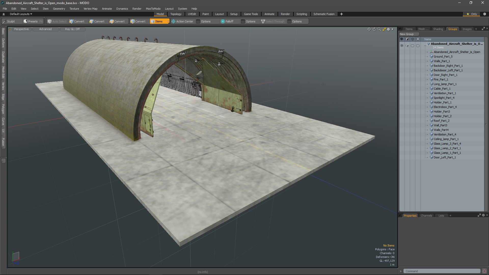 3D Abandoned Aircraft Shelter Open